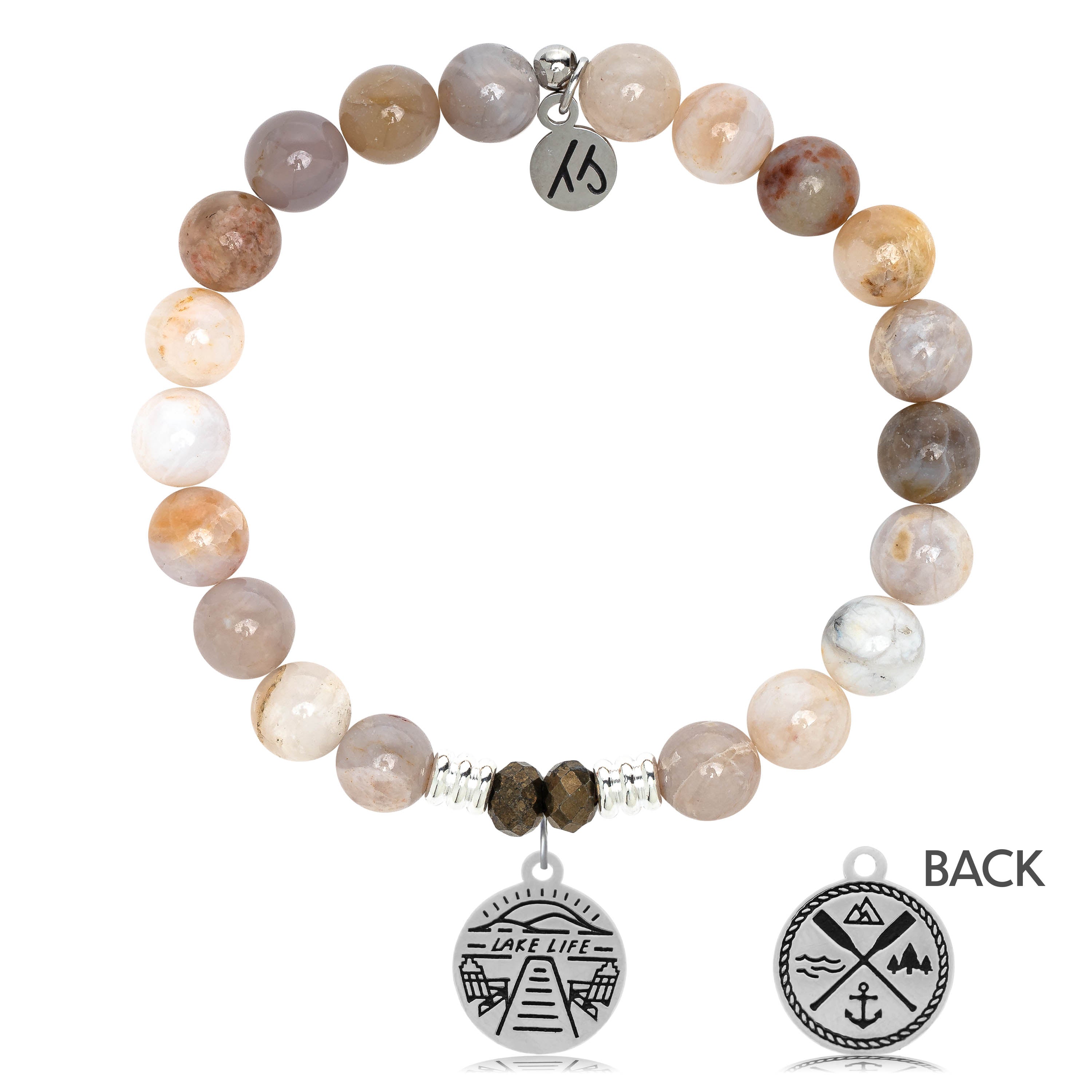 Australian Agate Stone Bracelet with Lake Life Sterling Silver Charm