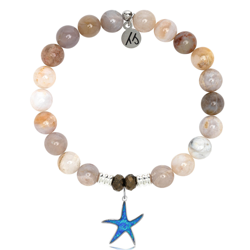 Australian Agate Stone Bracelet with Star of the Sea Sterling Silver Charm