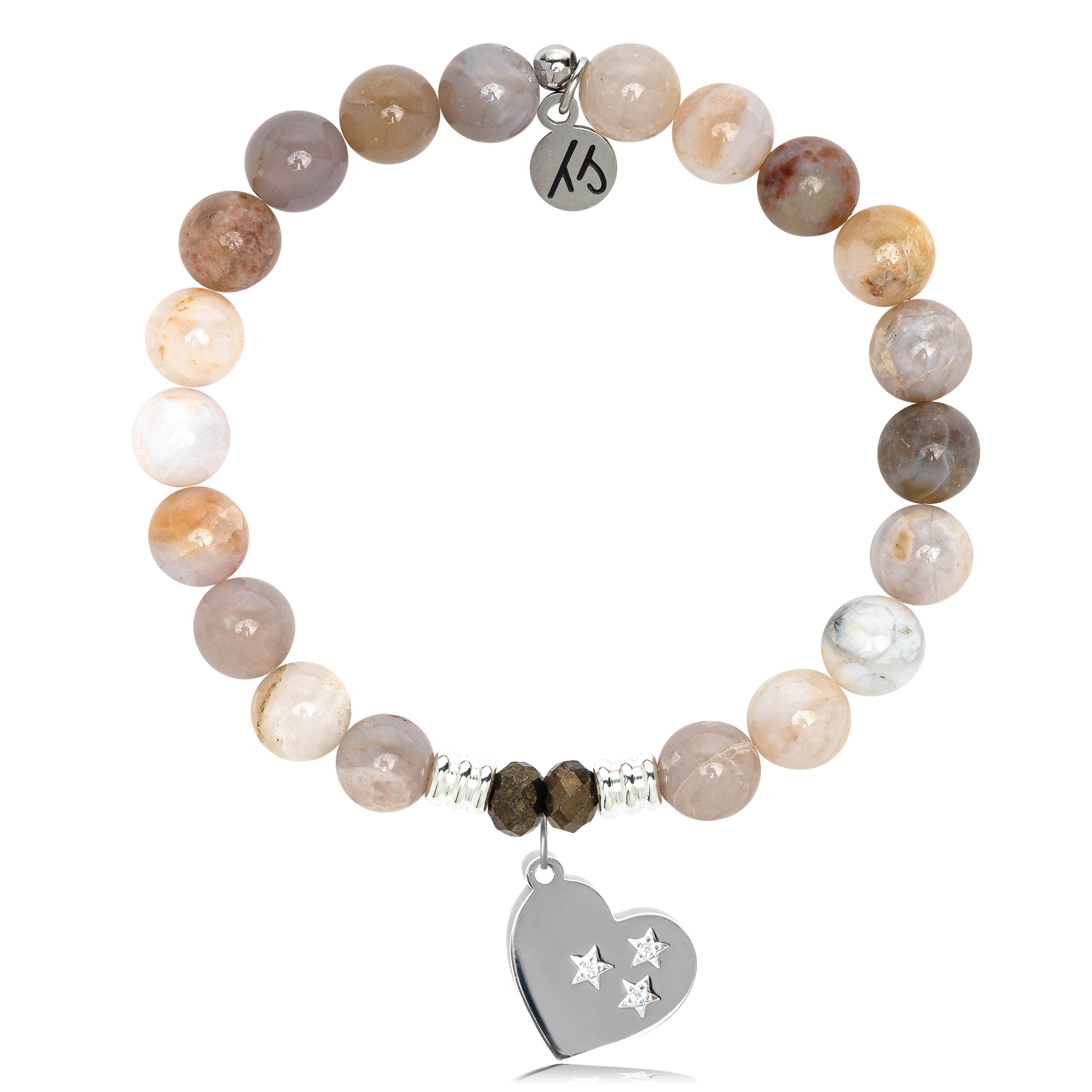 Australian Agate Stone Bracelet with Wishing Heart Sterling Silver Charm