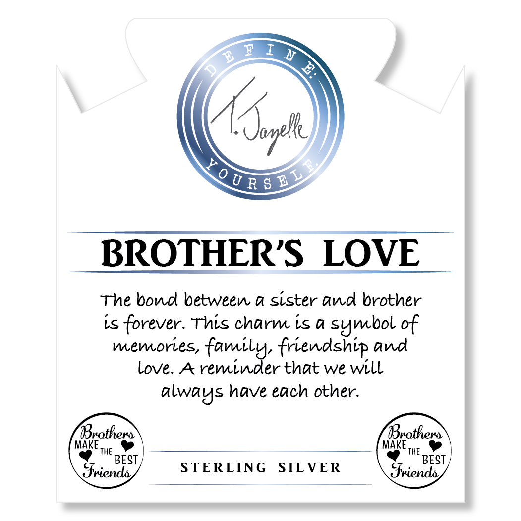 Blue Aquamarine Stone Bracelet with Brother's Love Sterling Silver Charm