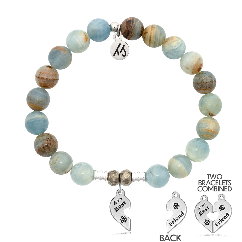 Blue Calcite Stone Bracelet with Forever Friends Sterling Silver Charm