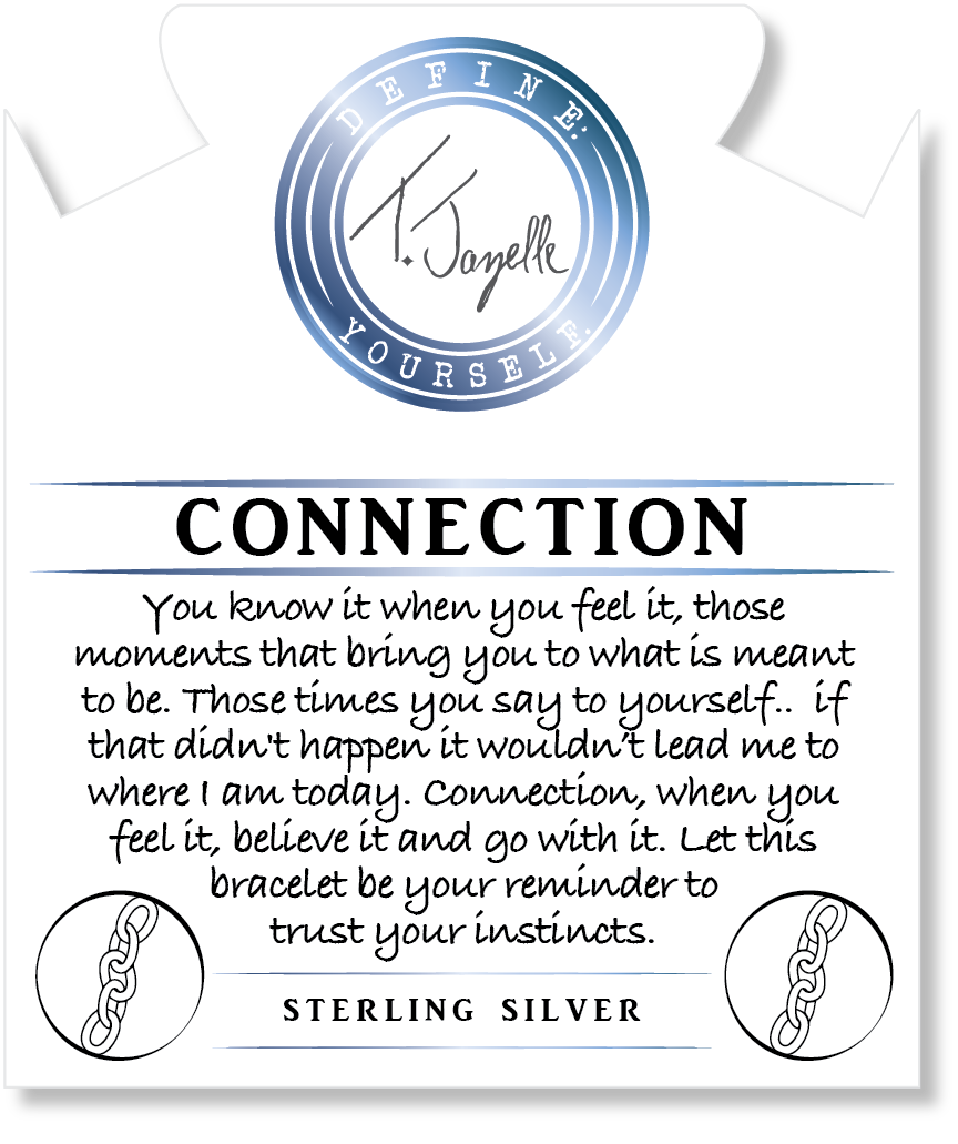 Blue Quartzite Stone Bracelet with Connection Sterling Silver Charm