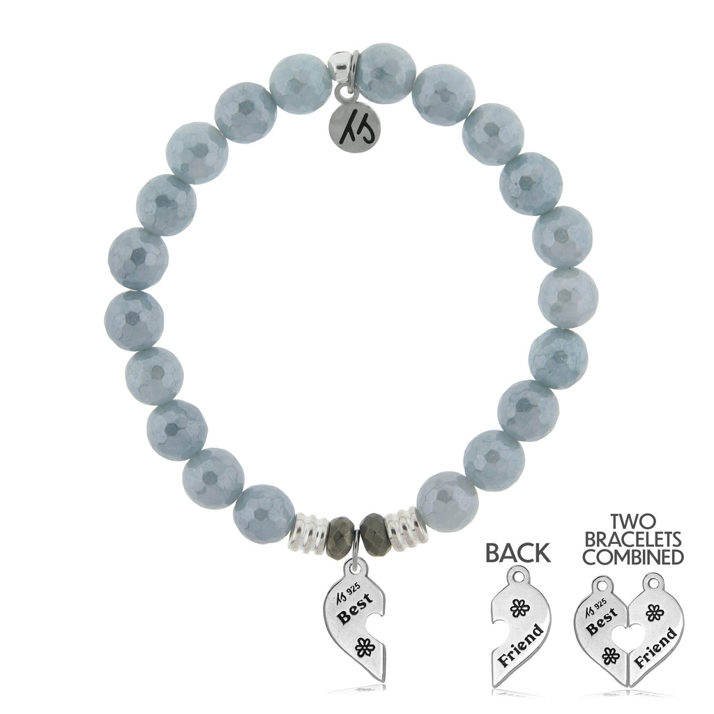 Blue Quartzite Stone Bracelet with Forever Friends Sterling Silver Charm