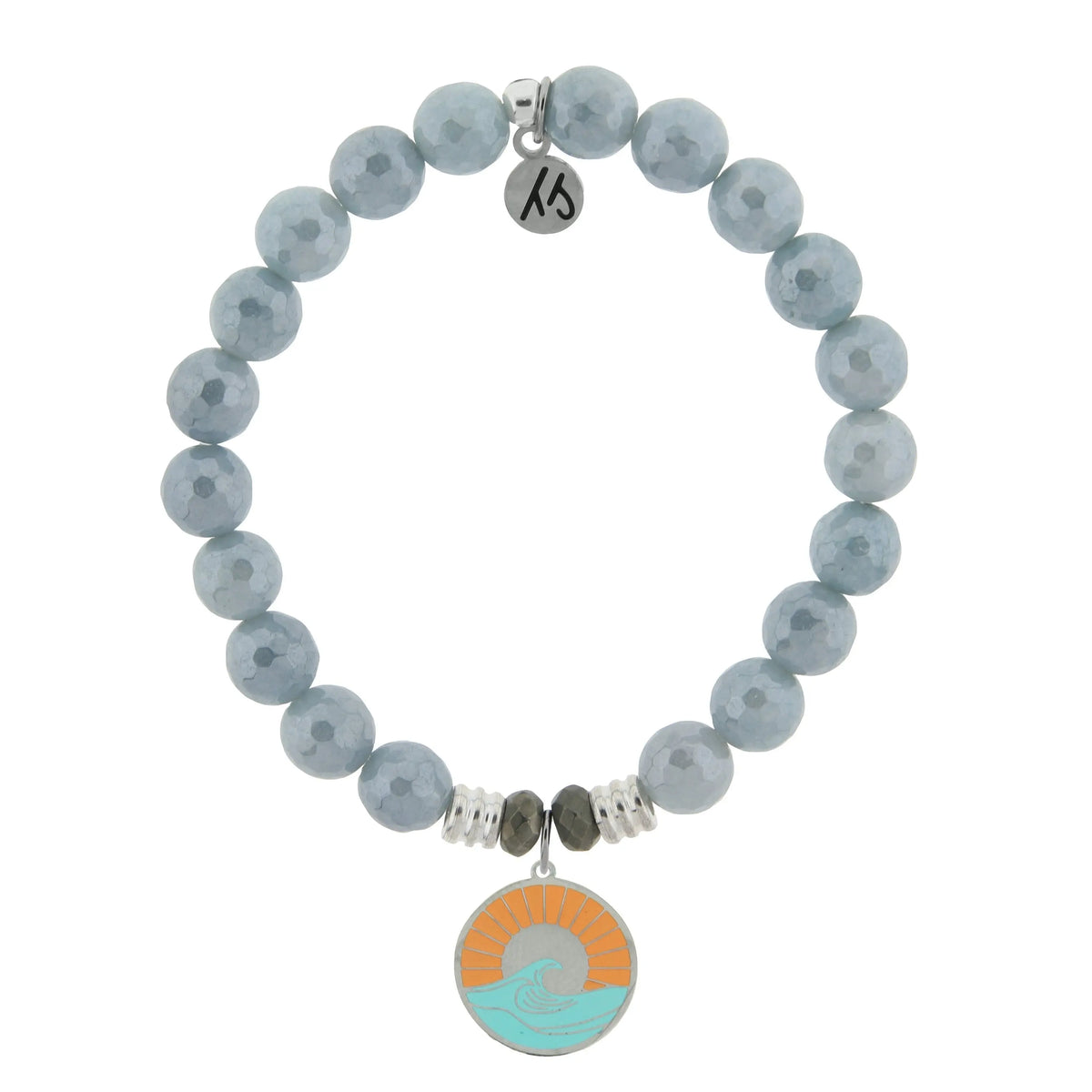 Blue Quartzite Stone Bracelet with Paradise Sterling Silver Charm