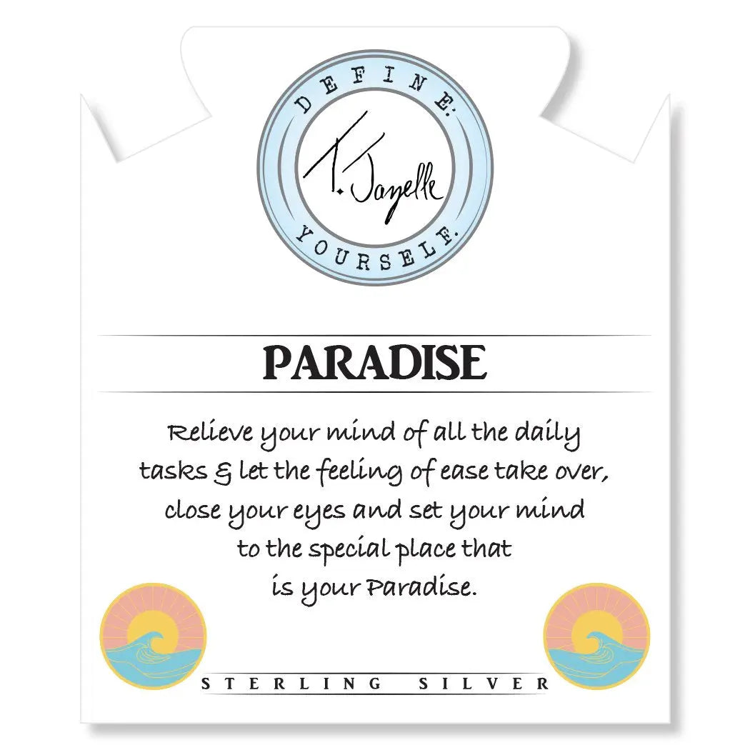 Blue Quartzite Stone Bracelet with Paradise Sterling Silver Charm