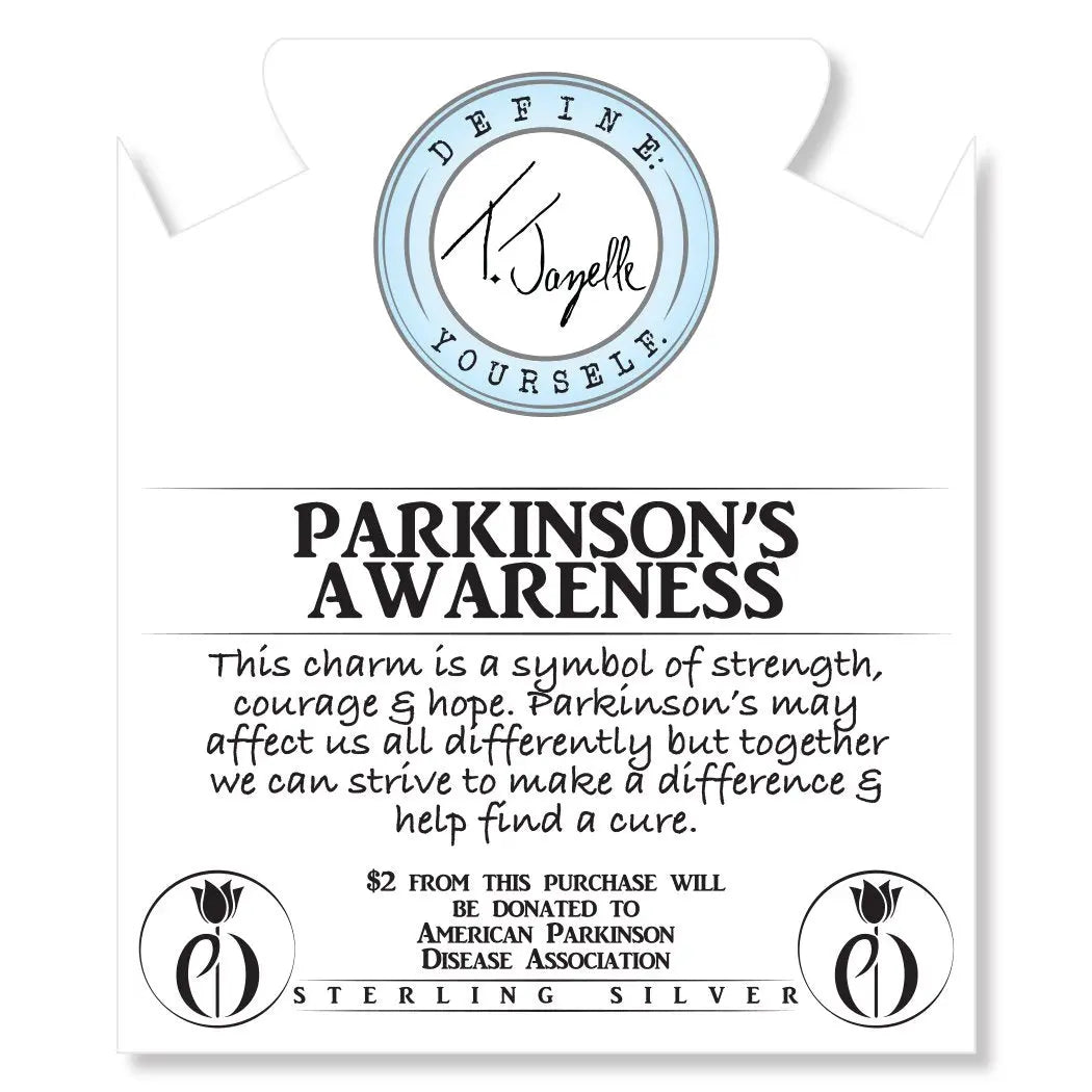 Blue Quartzite Gemstone Bracelet with Parkinsons Sterling Silver Charm Tiffany Jazelle