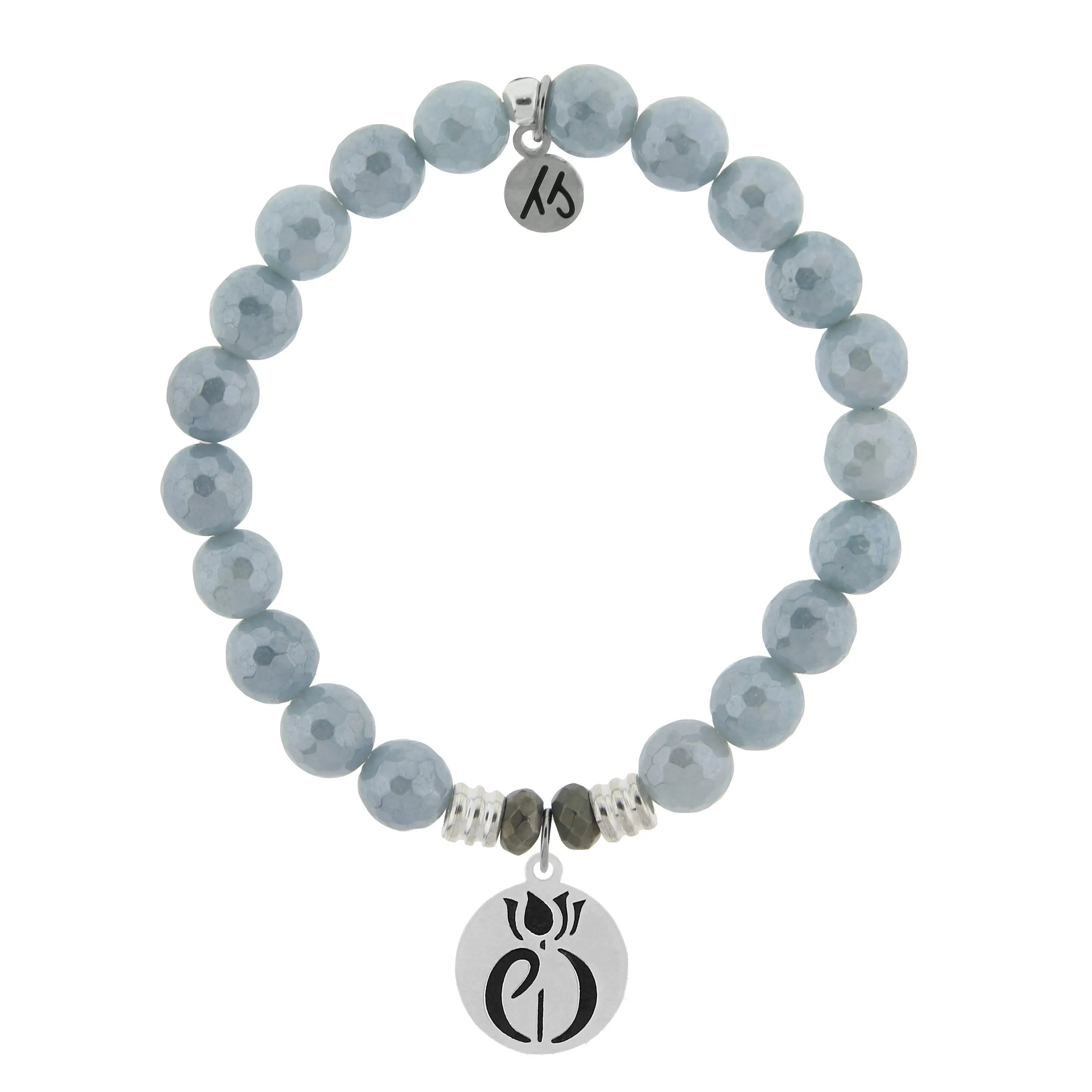 Blue Quartzite Gemstone Bracelet with Parkinsons Sterling Silver Charm Tiffany Jazelle