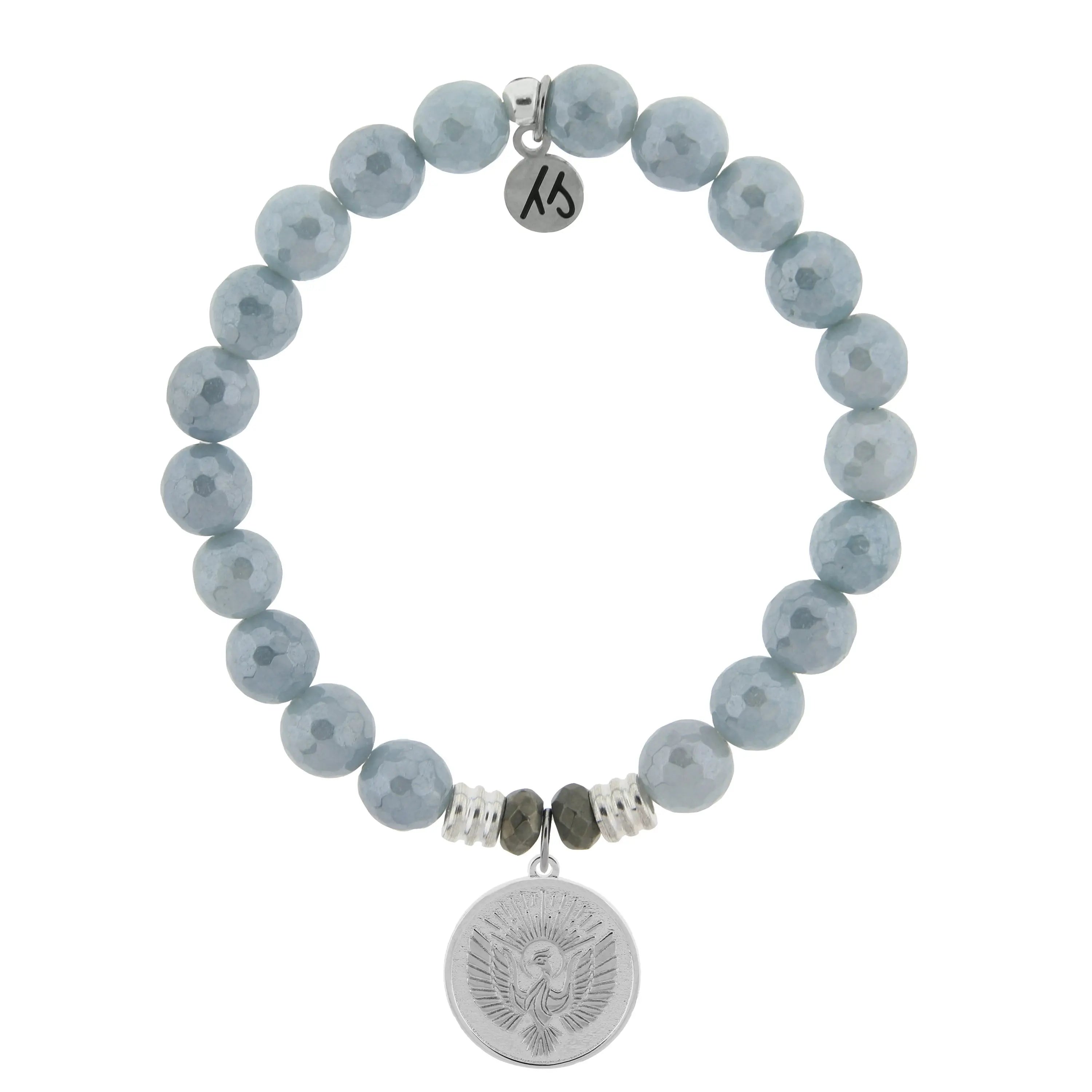Blue Quartzite Gemstone Bracelet with Phoenix Sterling Silver Charm Tiffany Jazelle