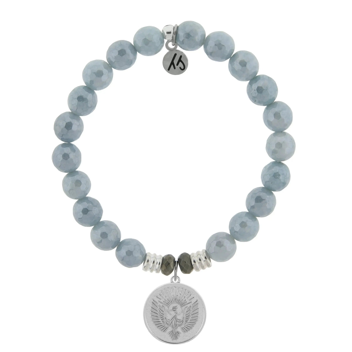 Blue Quartzite Gemstone Bracelet with Phoenix Sterling Silver Charm Tiffany Jazelle
