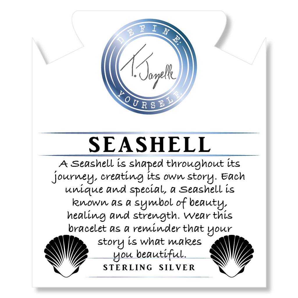 Blue Quartzite Stone Bracelet with Seashell Sterling Silver Charm