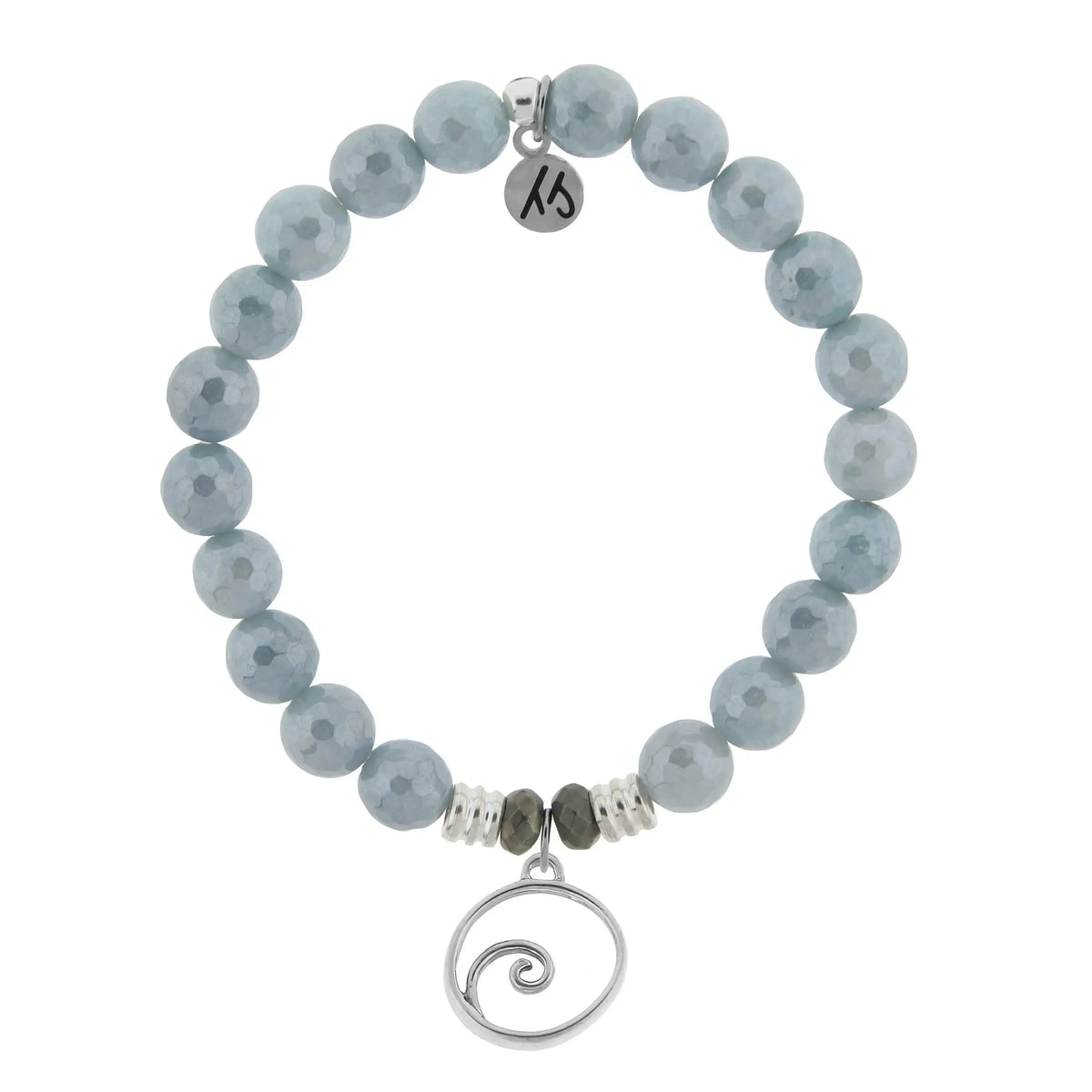 Blue Quartzite Gemstone Bracelet with Wave Sterling Silver Charm Tiffany Jazelle