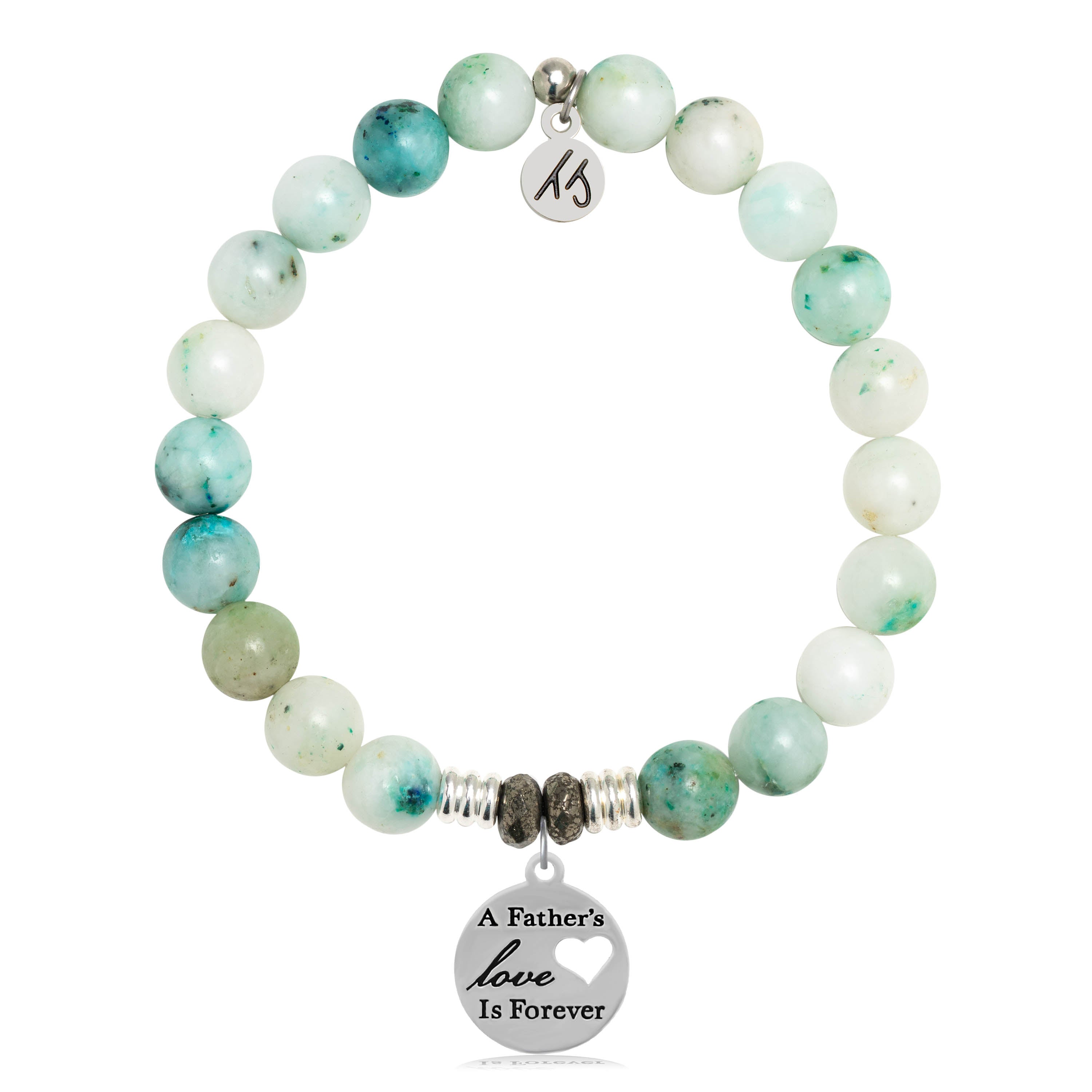 Caribbean Quartz Stone Bracelet with Father's Love Sterling Silver Charm