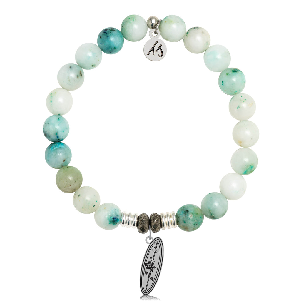 Caribbean Quartz Stone Bracelet with Ride the Wave Sterling Silver Charm