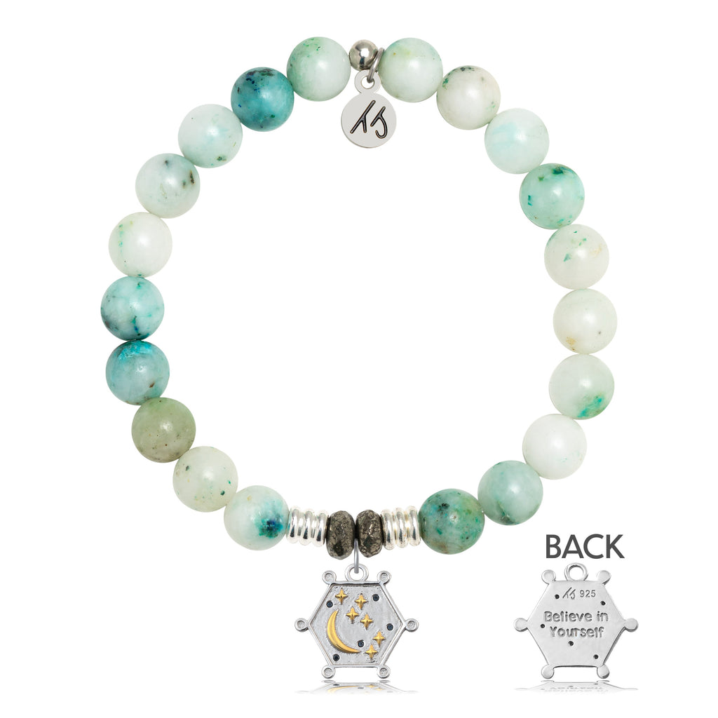 Caribbean Quartzite Stone Bracelet with Believe in Yourself Sterling Silver Charm