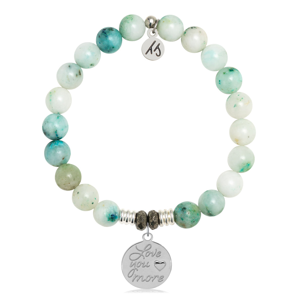 Caribbean Quartzite Stone Bracelet with Love You More Sterling Silver Charm
