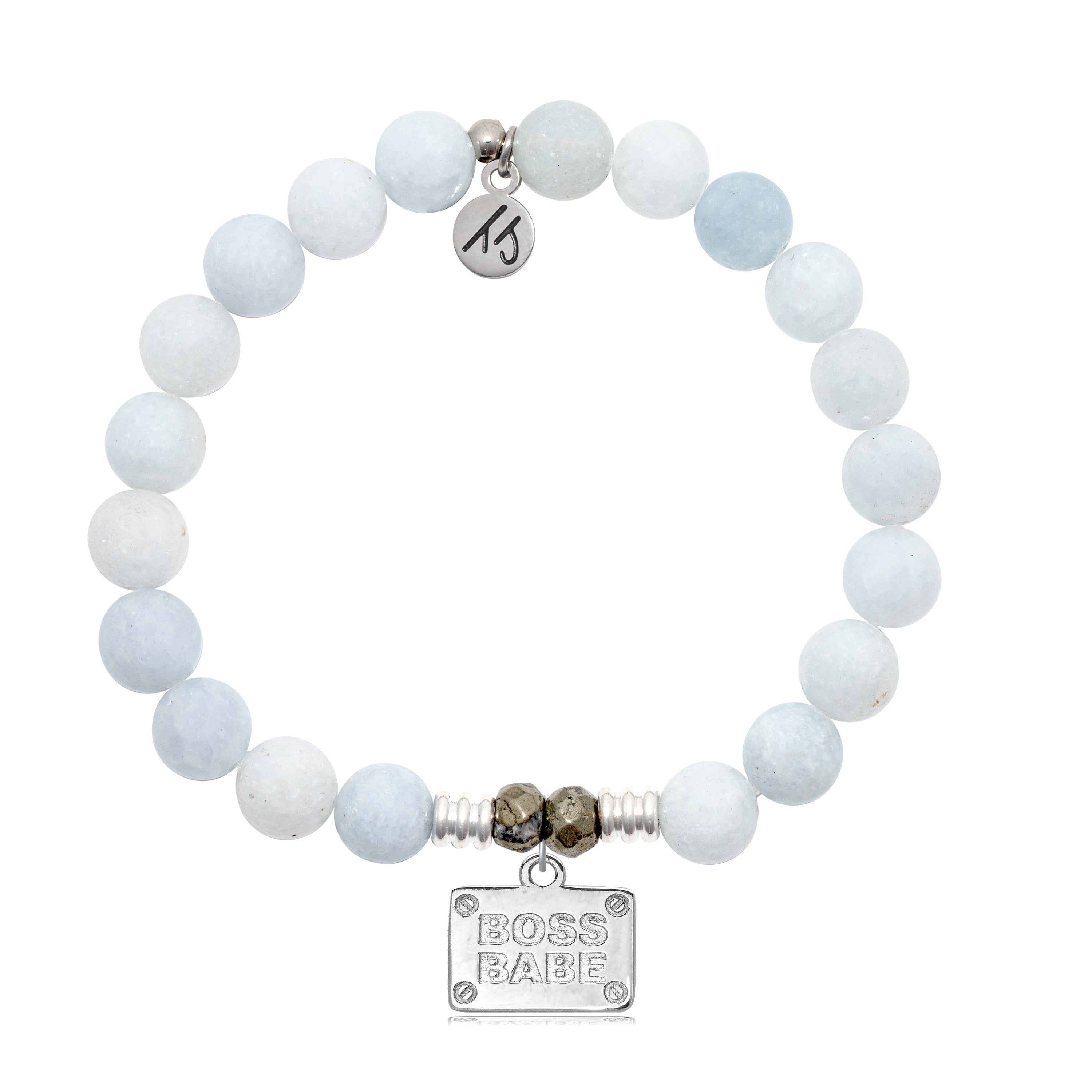 Celestine Stone Bracelet with Boss Babe Sterling Silver Charm