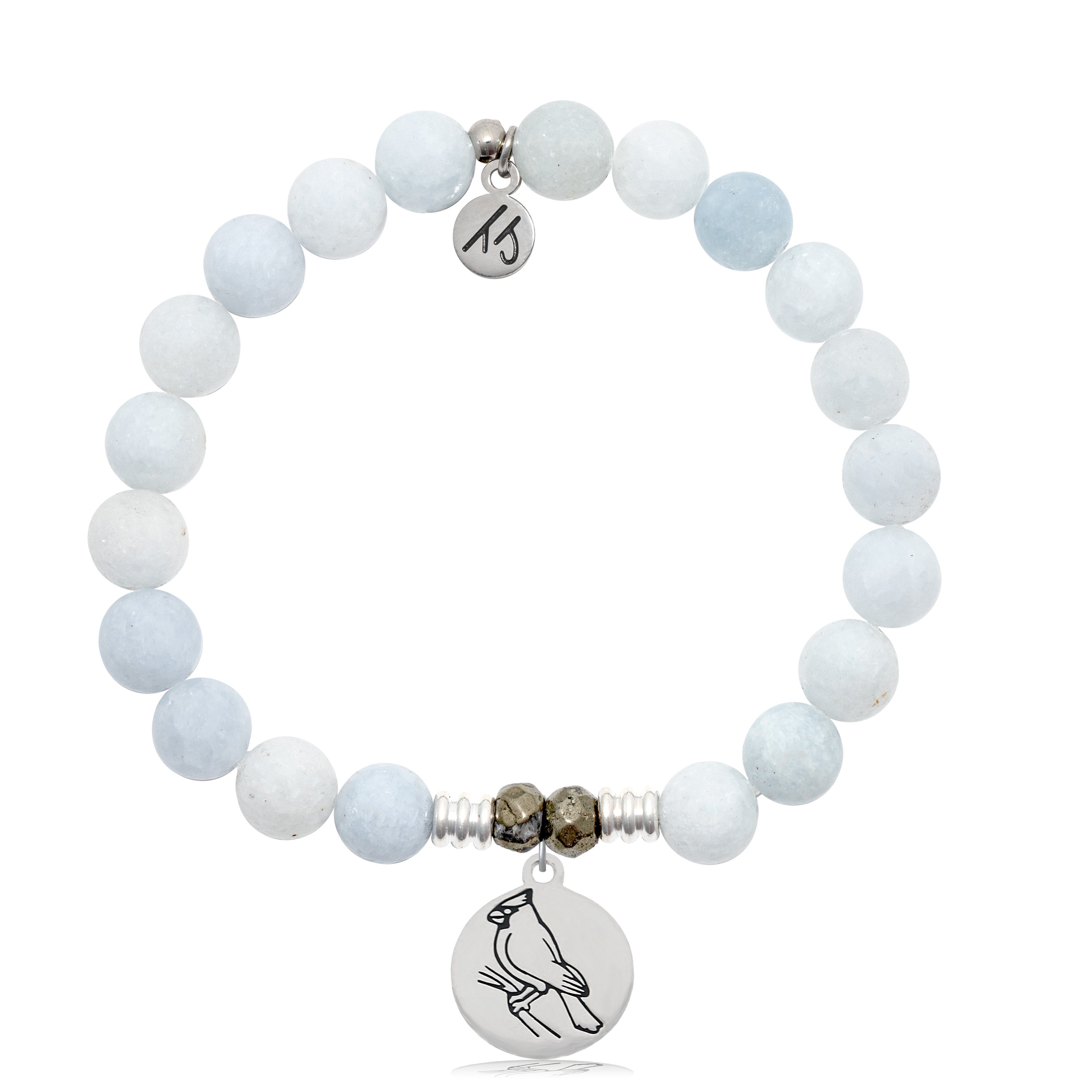 Celestine Stone Bracelet with Cardinal Sterling Silver Charm