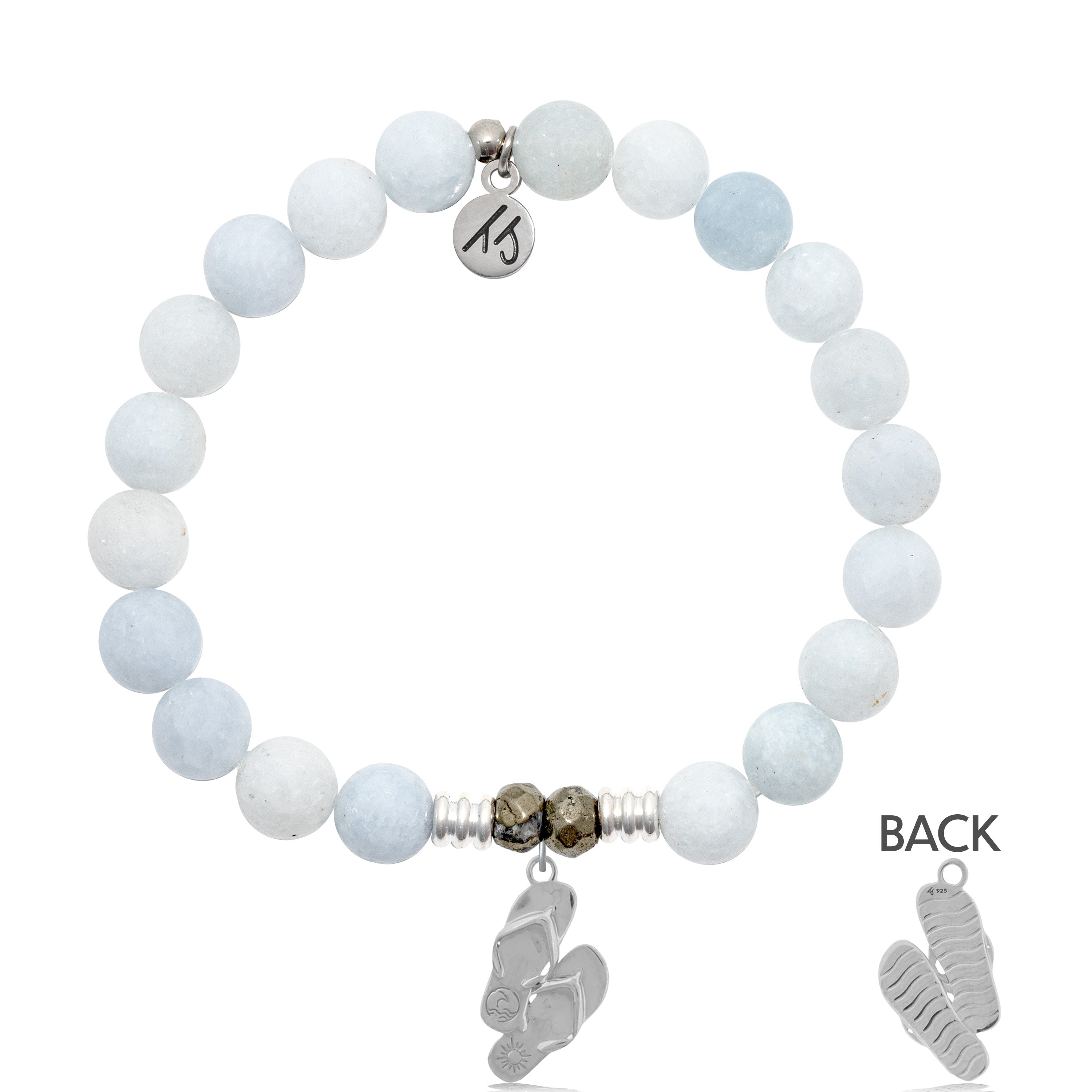 Celestine Stone Bracelet with Flip Flop Sterling Silver Charm