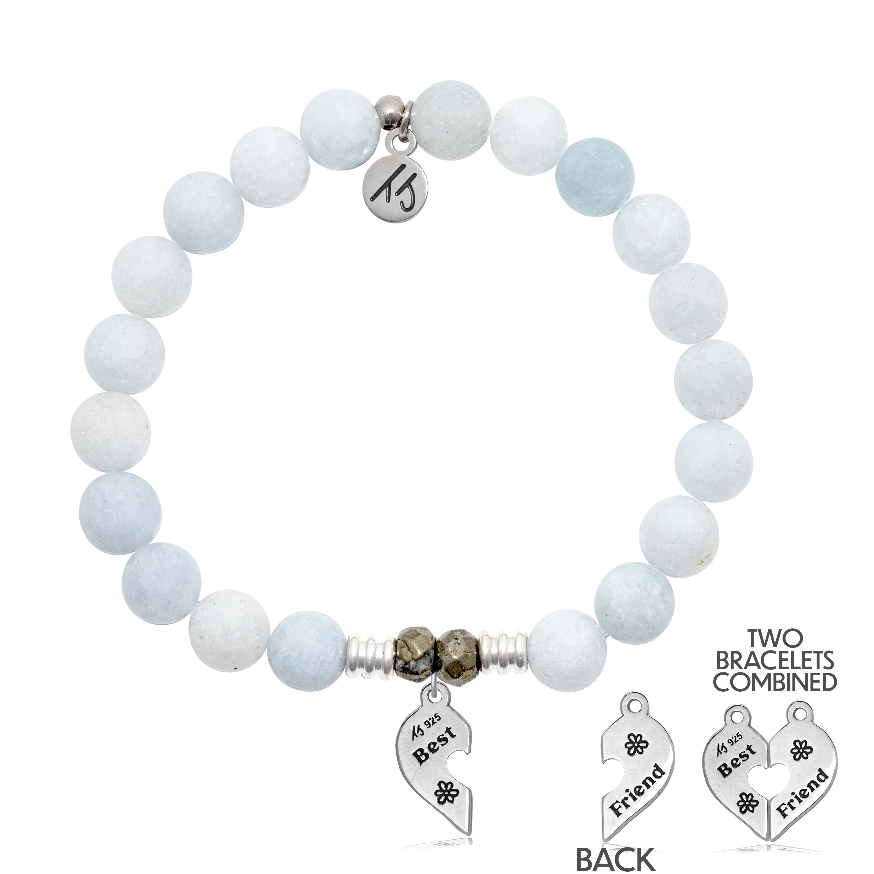 Celestine Stone Bracelet with Forever Friends Sterling Silver Charm