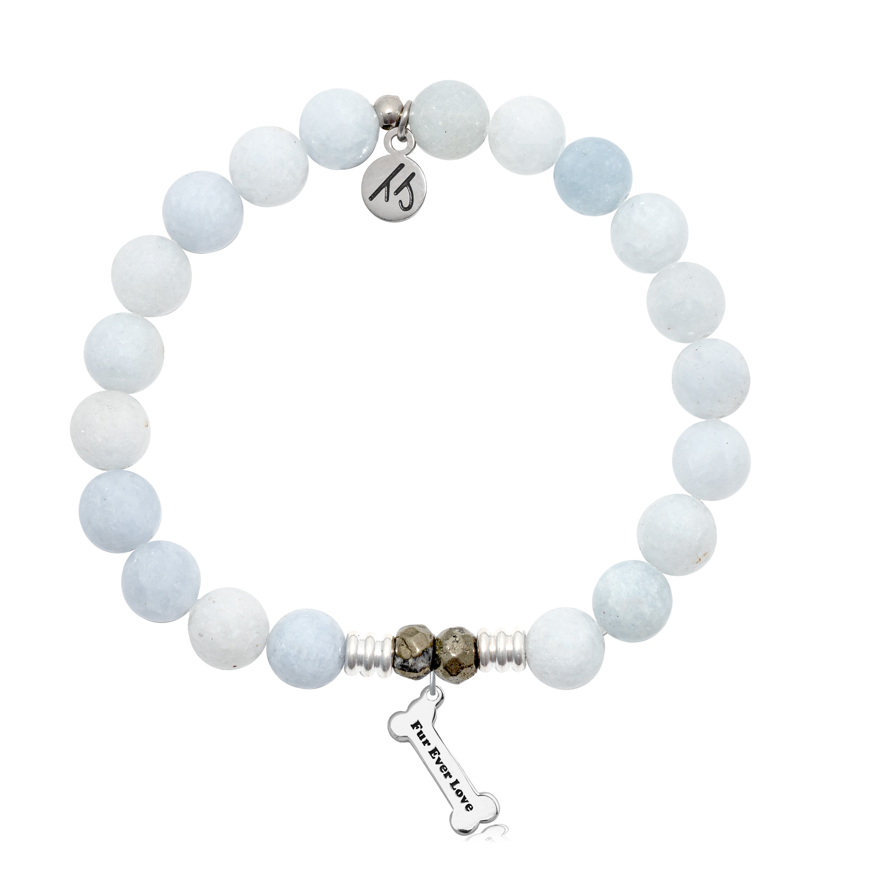 Celestine Stone Bracelet with Fur Ever Love Sterling Silver Charm