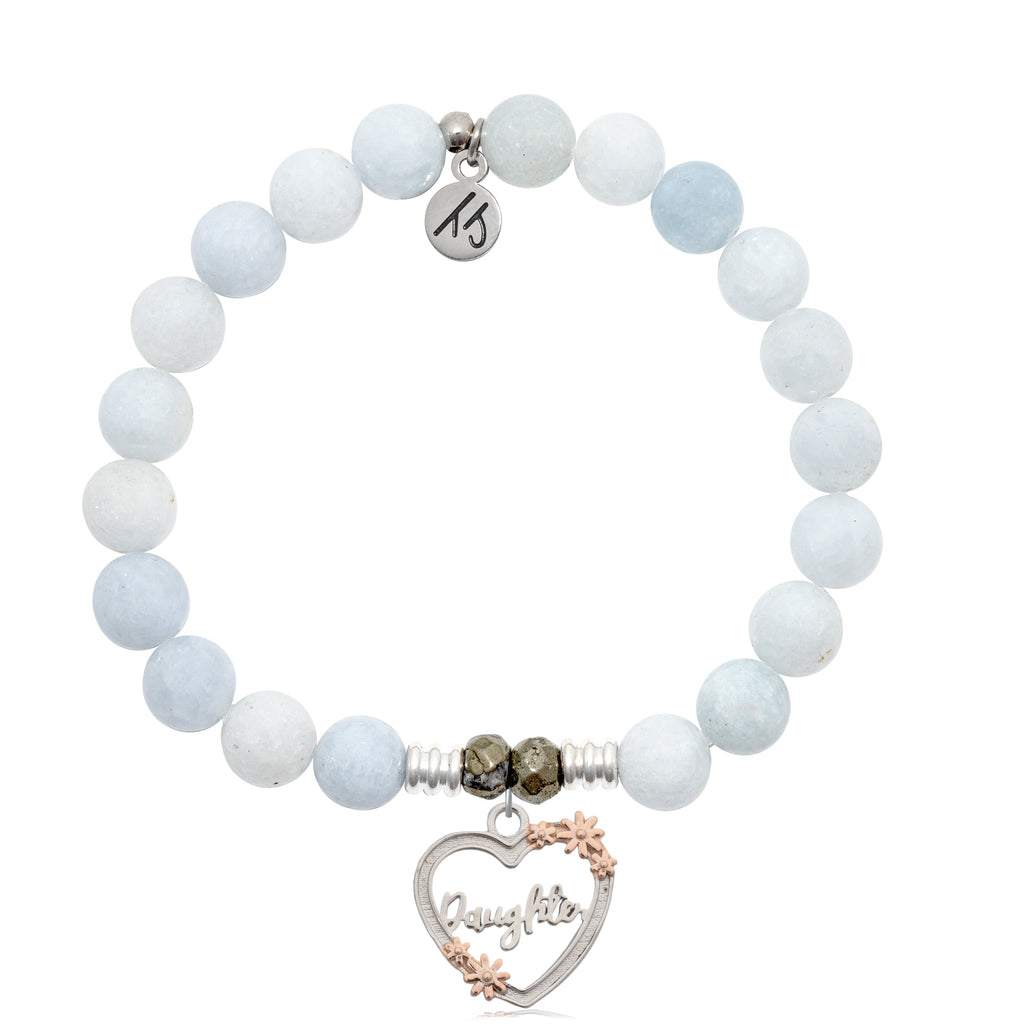 Celestine Stone Bracelet with Heart Daughter Sterling Silver Charm