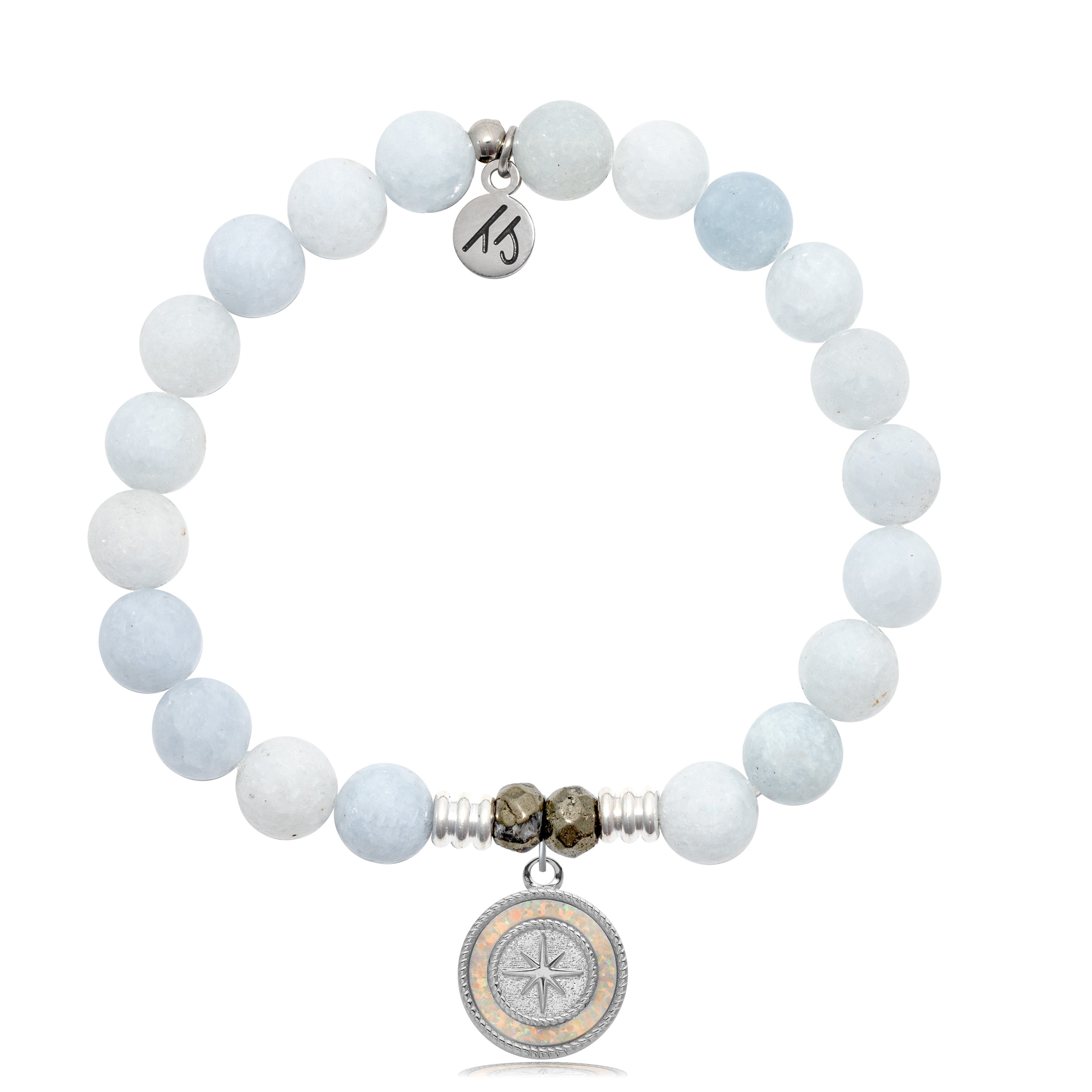 Celestine Stone Bracelet with North Star Sterling Silver Charm