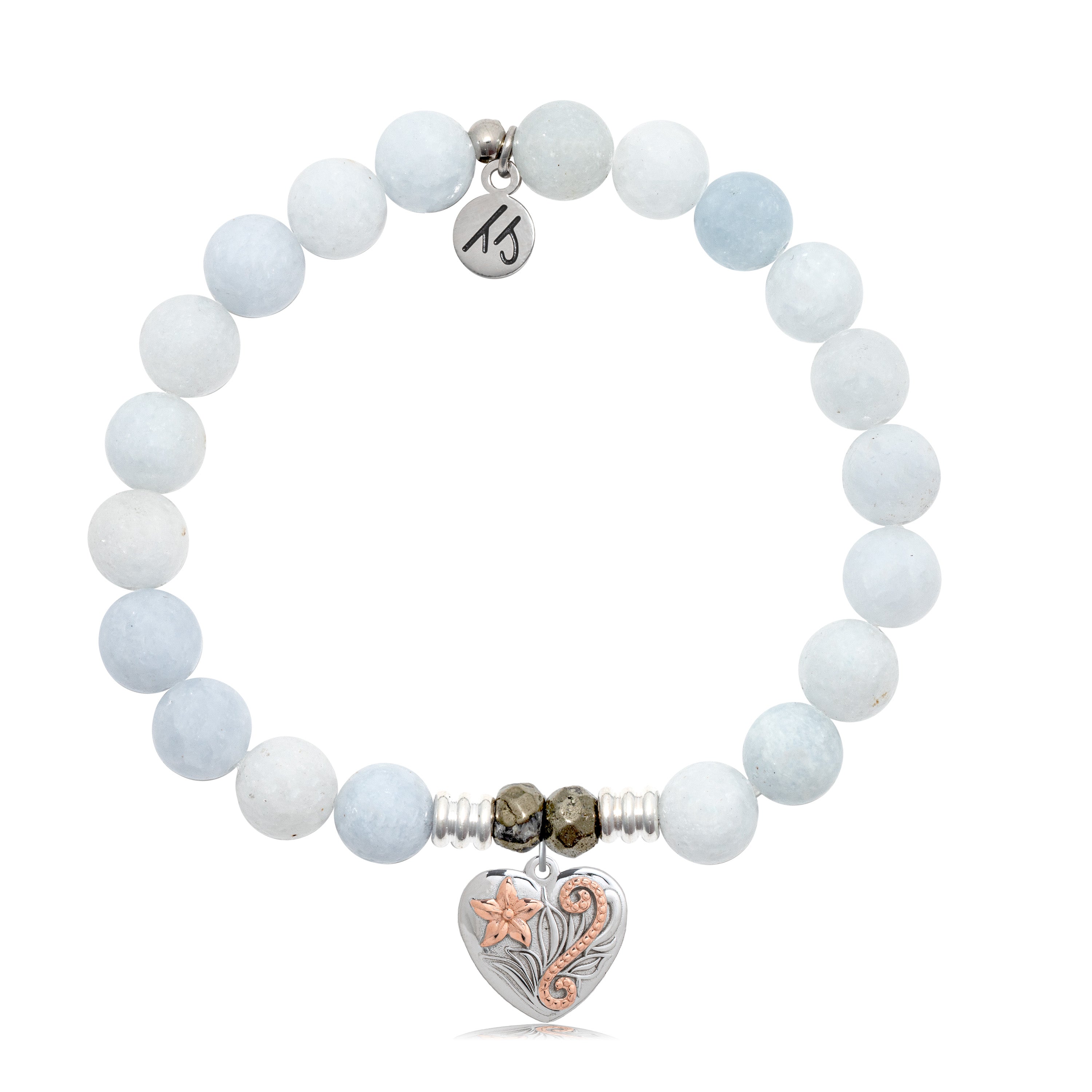 Celestine Stone Bracelet with Renewal Heart Sterling Silver Charm