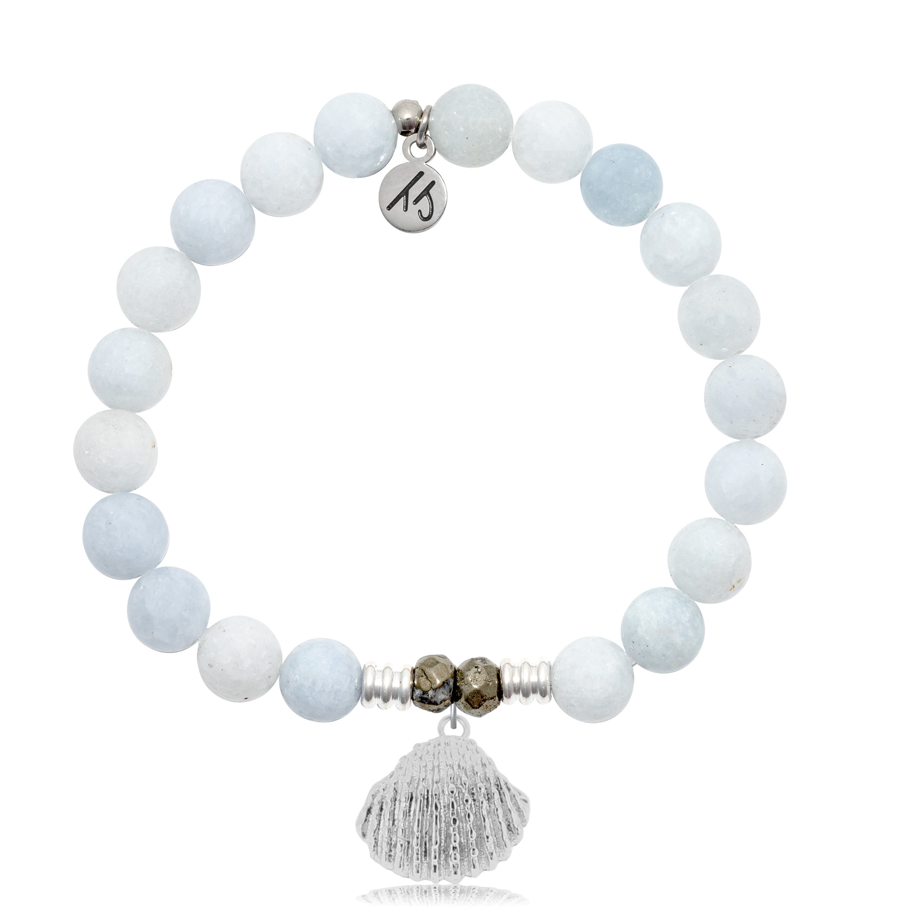 Celestine Stone Bracelet with Seashell Sterling Silver Charm