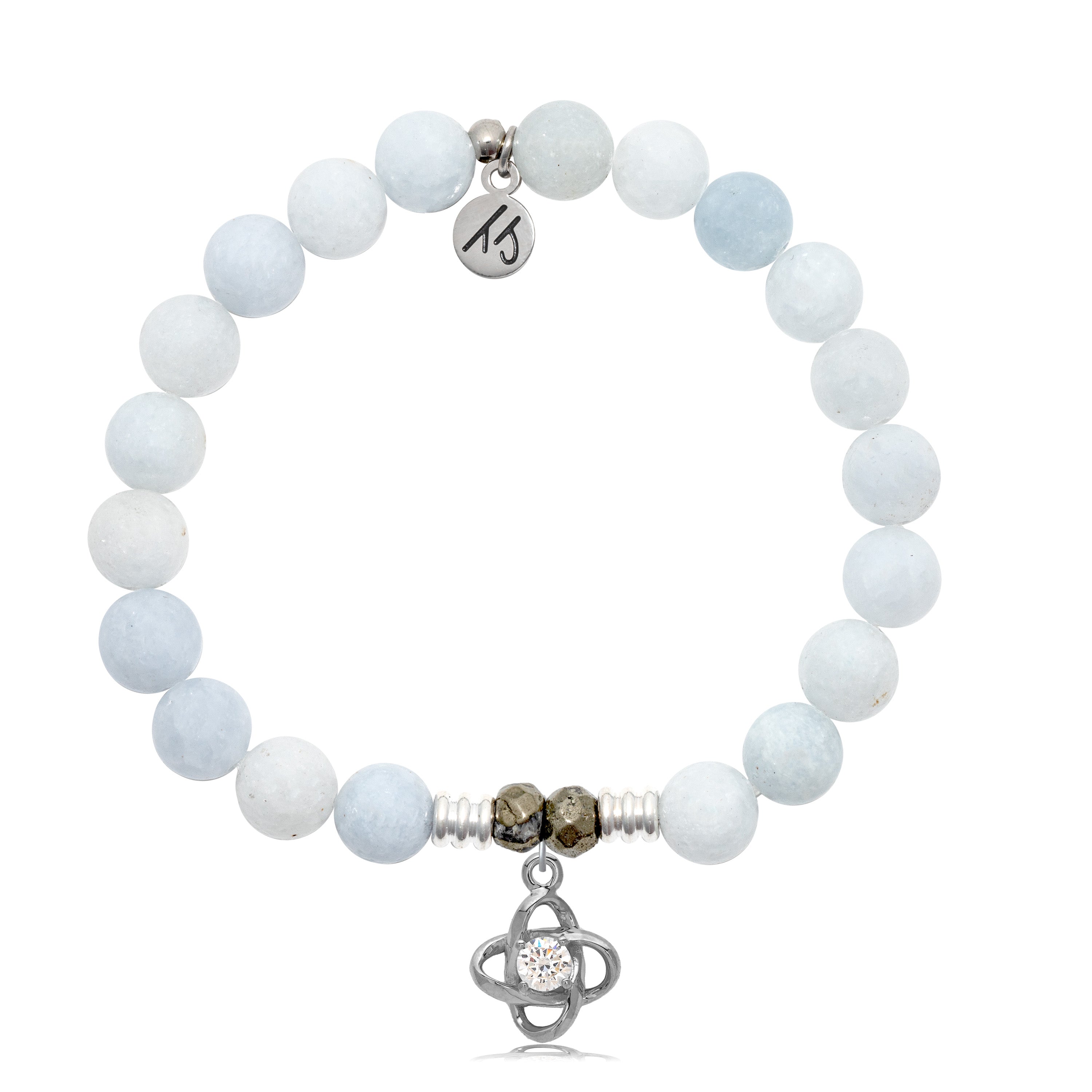 Celestine Stone Bracelet with Stronger Together Sterling Silver Charm
