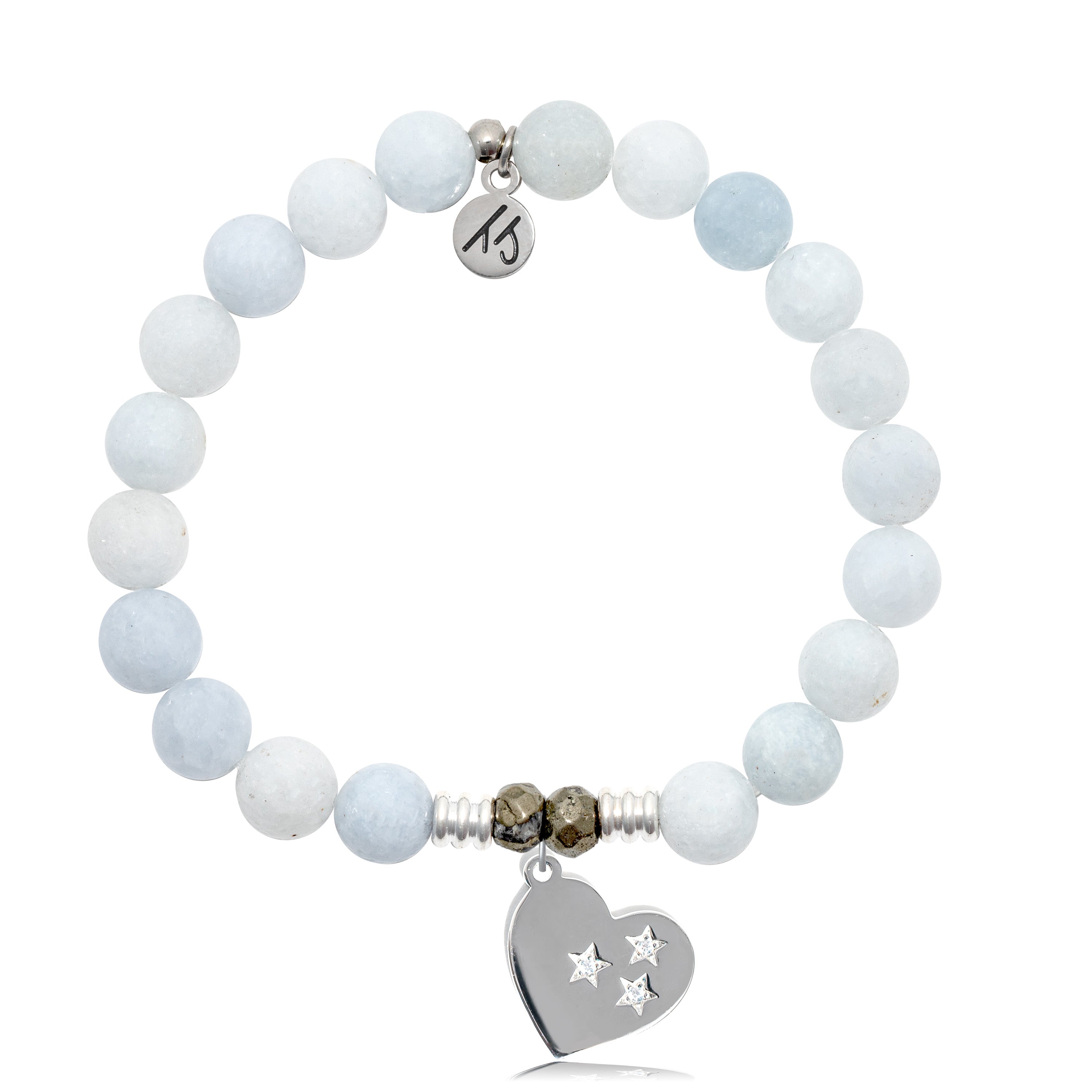 Celestine Stone Bracelet with Wishing Heart Sterling Silver Charm