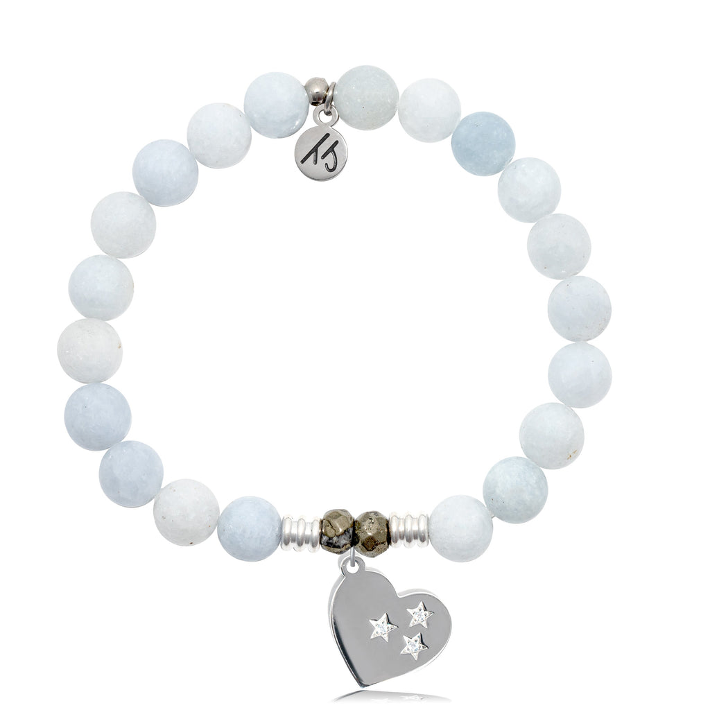 Celestine Stone Bracelet with Wishing Heart Sterling Silver Charm