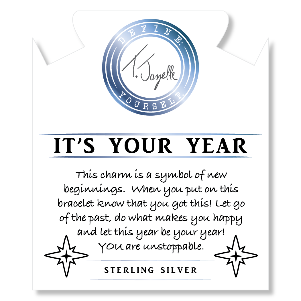Celestine Stone Bracelet with Your Year Sterling Silver Charm