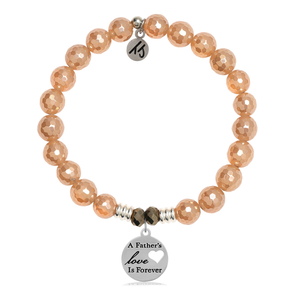 Champagne Agate Stone Bracelet with Father's Love Sterling Silver Charm