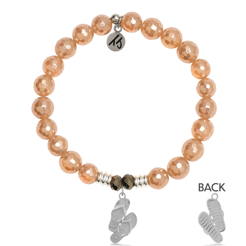 Champagne Agate Stone Bracelet with Flip Flop Sterling Silver Charm