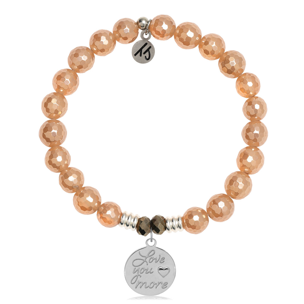 Champagne Agate Stone Bracelet with Love You More Sterling Silver Charm