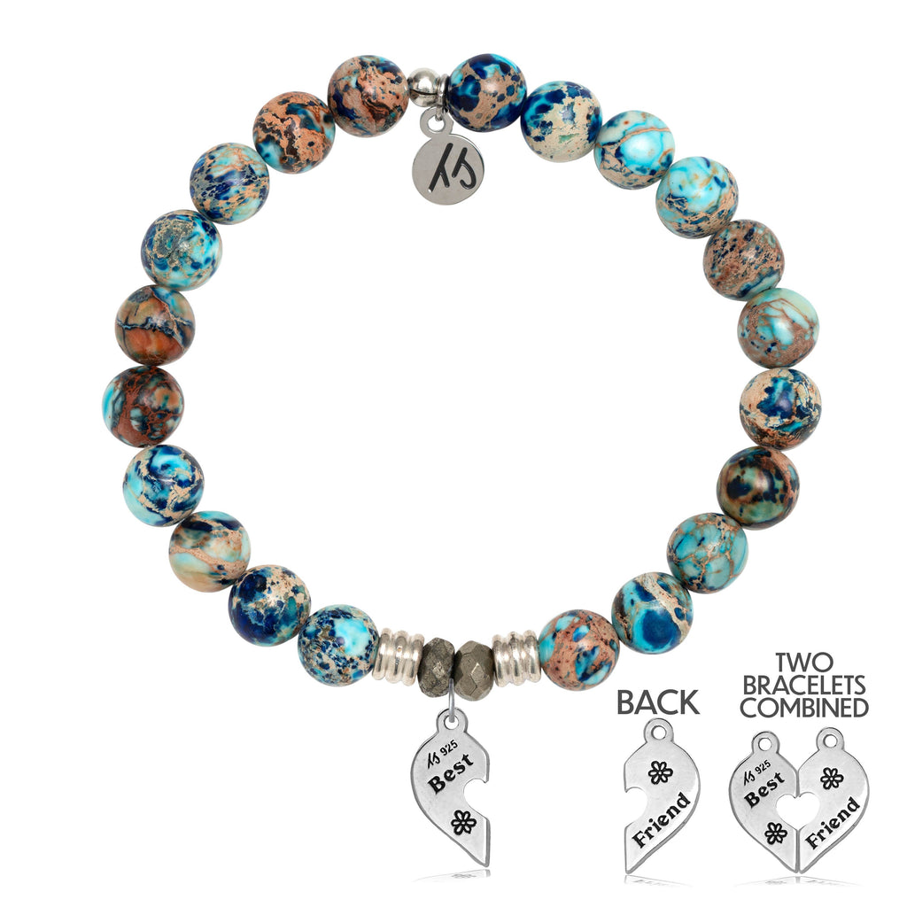 Earth Jasper Stone Bracelet with Forever Friends Sterling Silver Charm