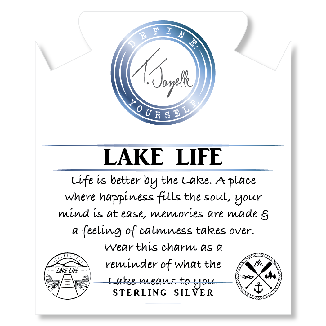 Earth Jasper Stone Bracelet with Lake Life Sterling Silver Charm
