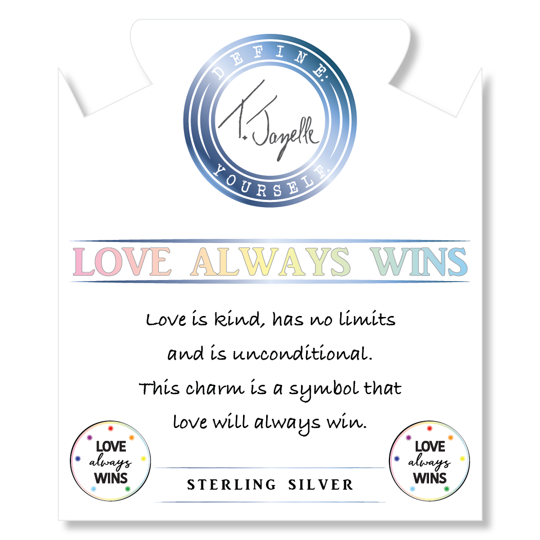 Earth Jasper Stone Bracelet with Love Always Wins Sterling Silver Charm