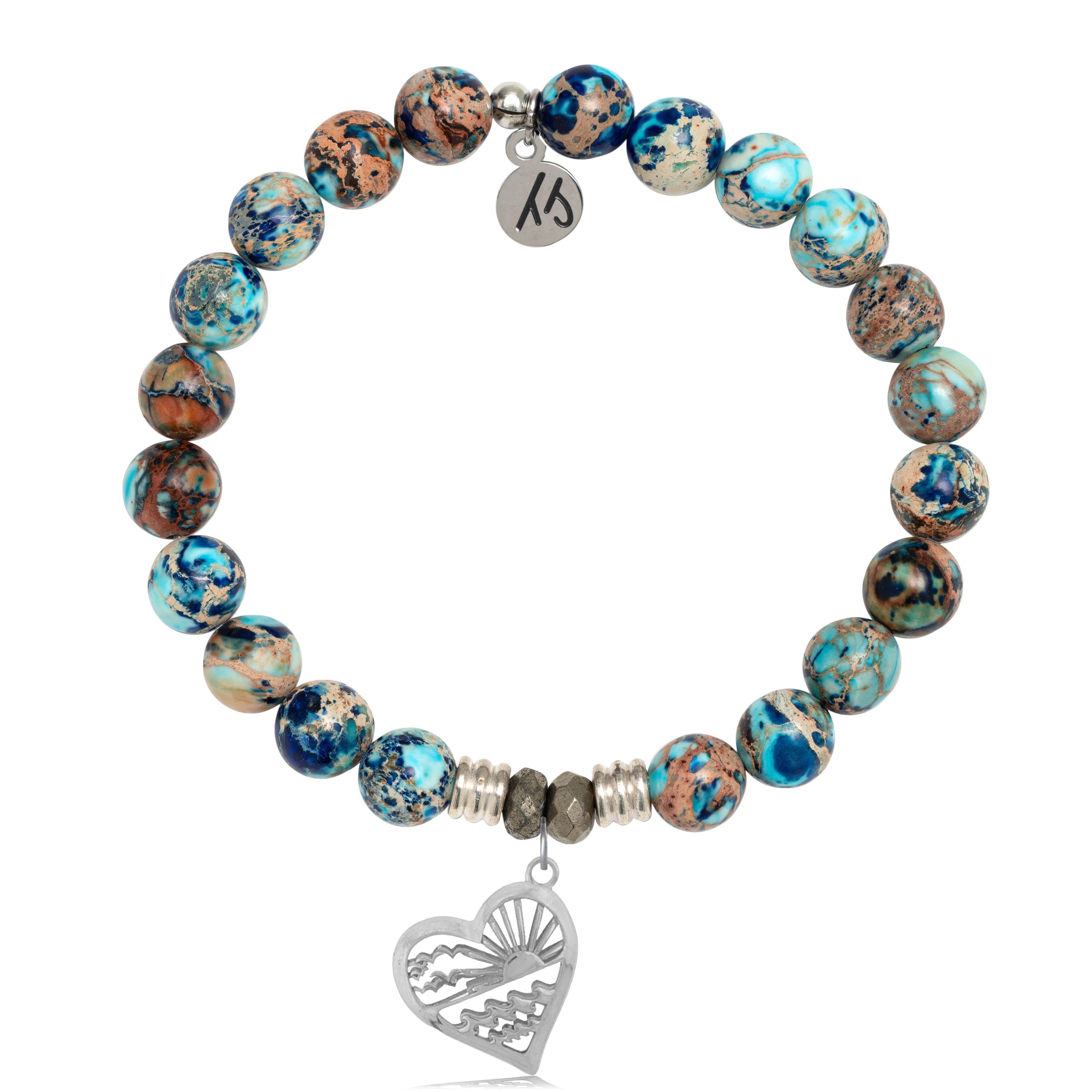 Earth Jasper Stone Bracelet with Seas the Day Sterling Silver Charm