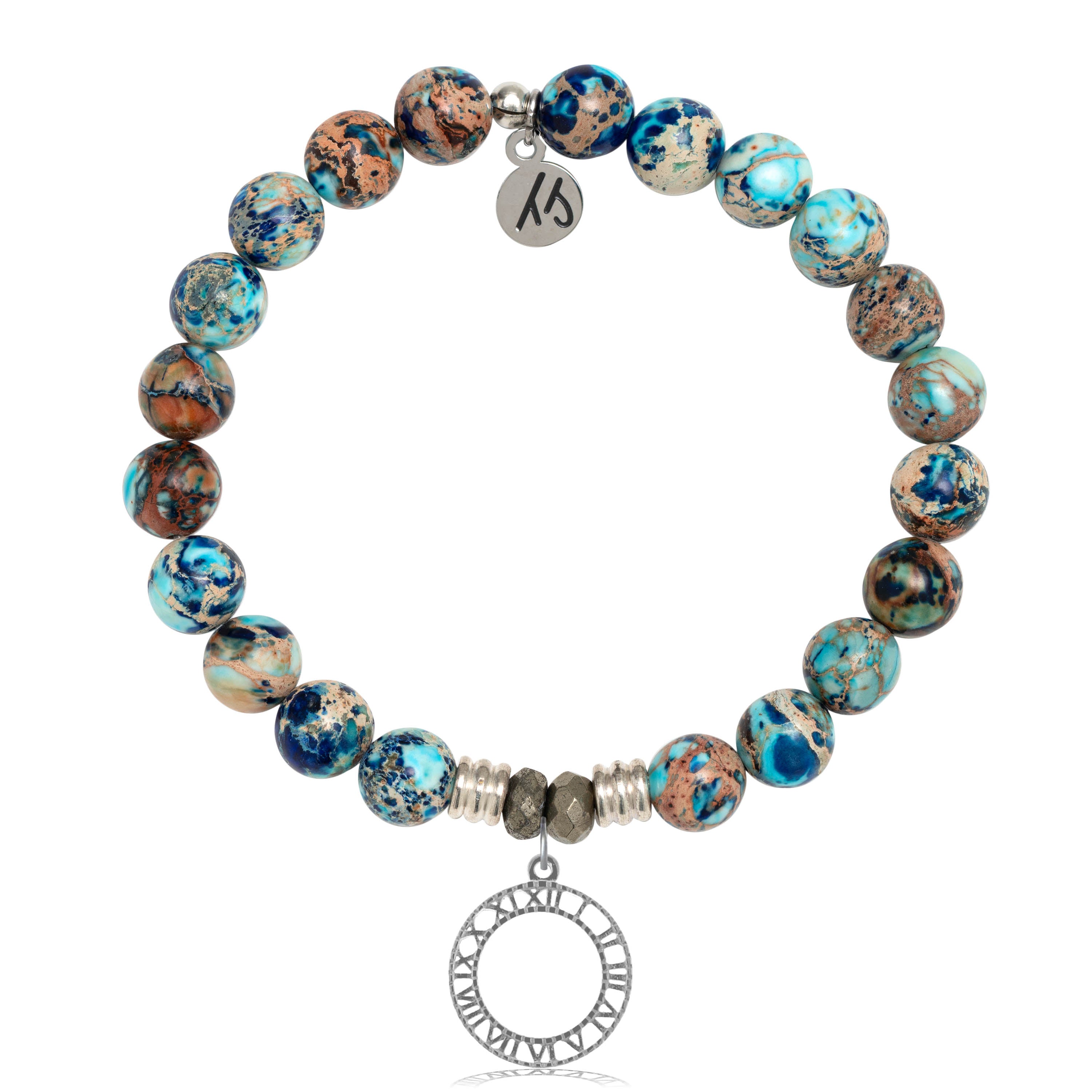 Earth Jasper Stone Bracelet with Timeless Sterling Silver Charm