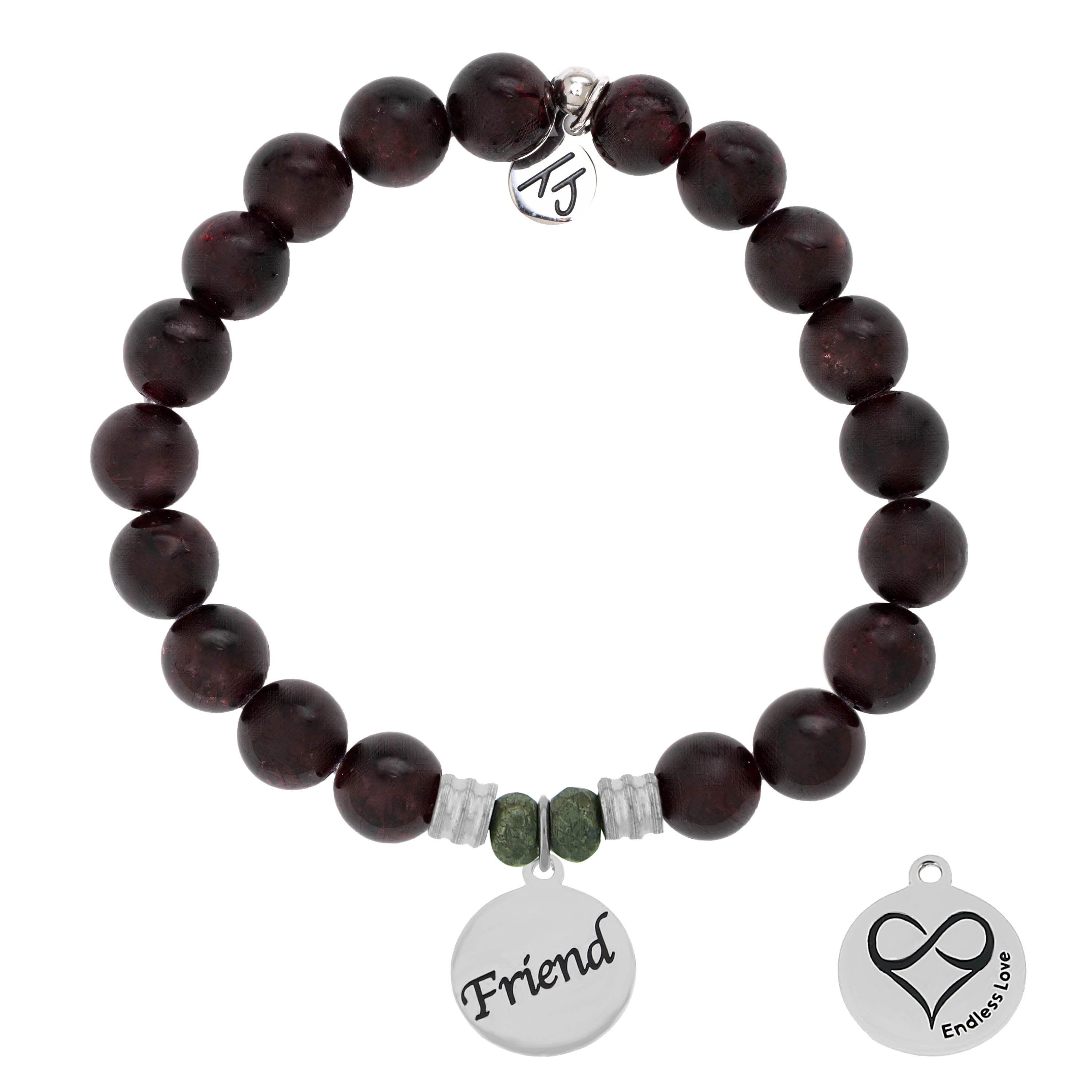 fix Garnet Stone Bracelet with Friend Endless Love Sterling Silver Charm