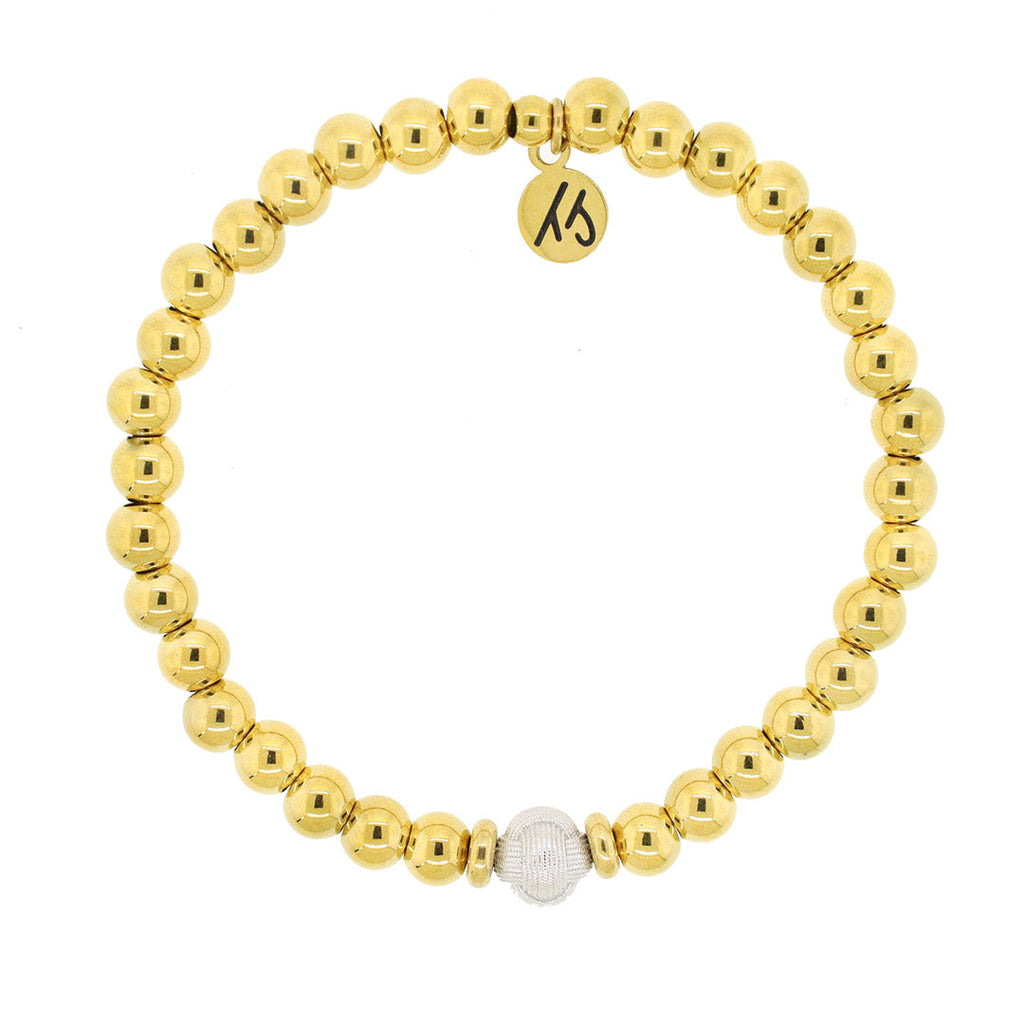 Friendship Knot Bracelet -18K Gold Filled Beads with Silver Knot