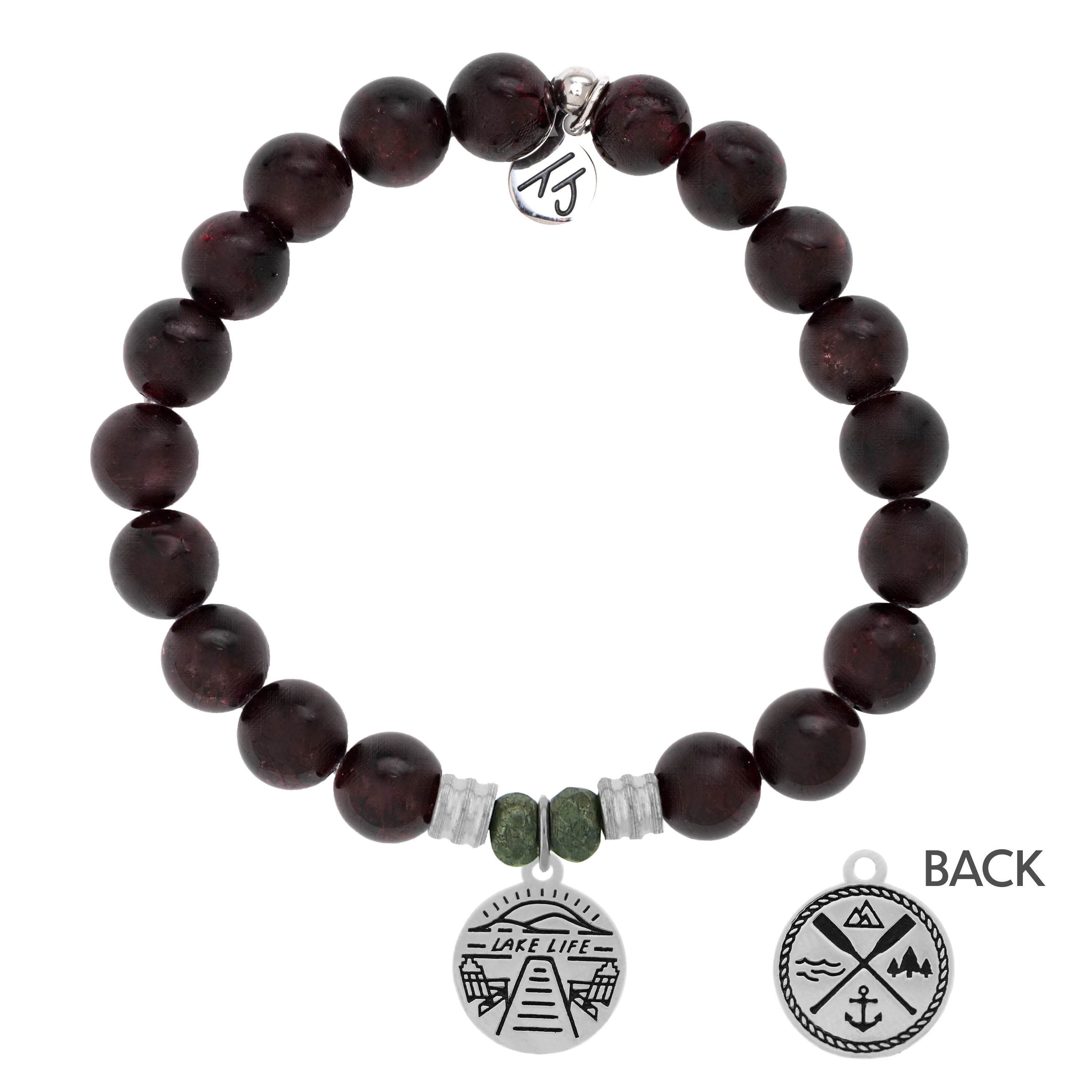 Garnet Stone Bracelet with Lake Life Sterling Silver Charm