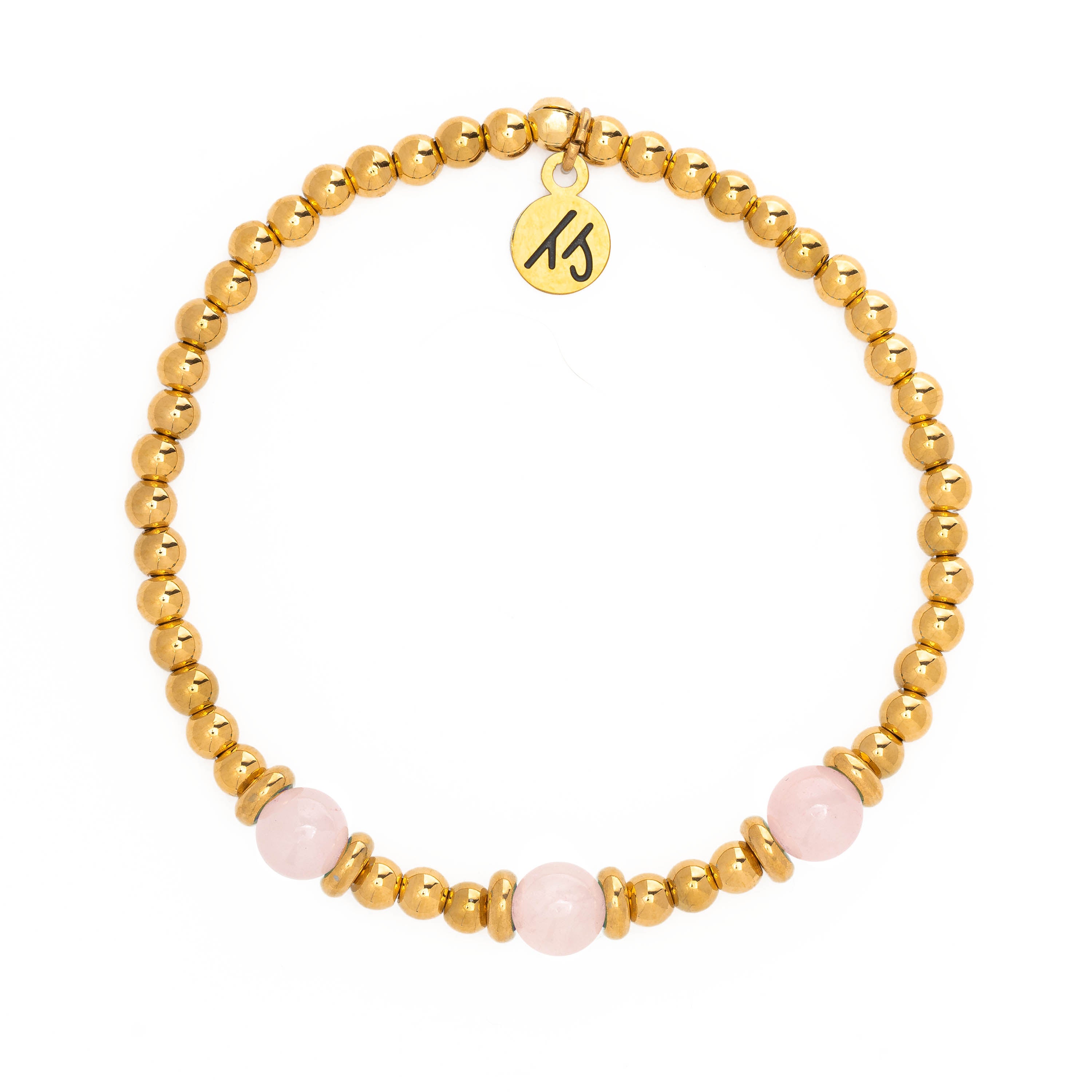 Gold Affirmations Collection- Love Yourself Rose Quartz Bracelet
