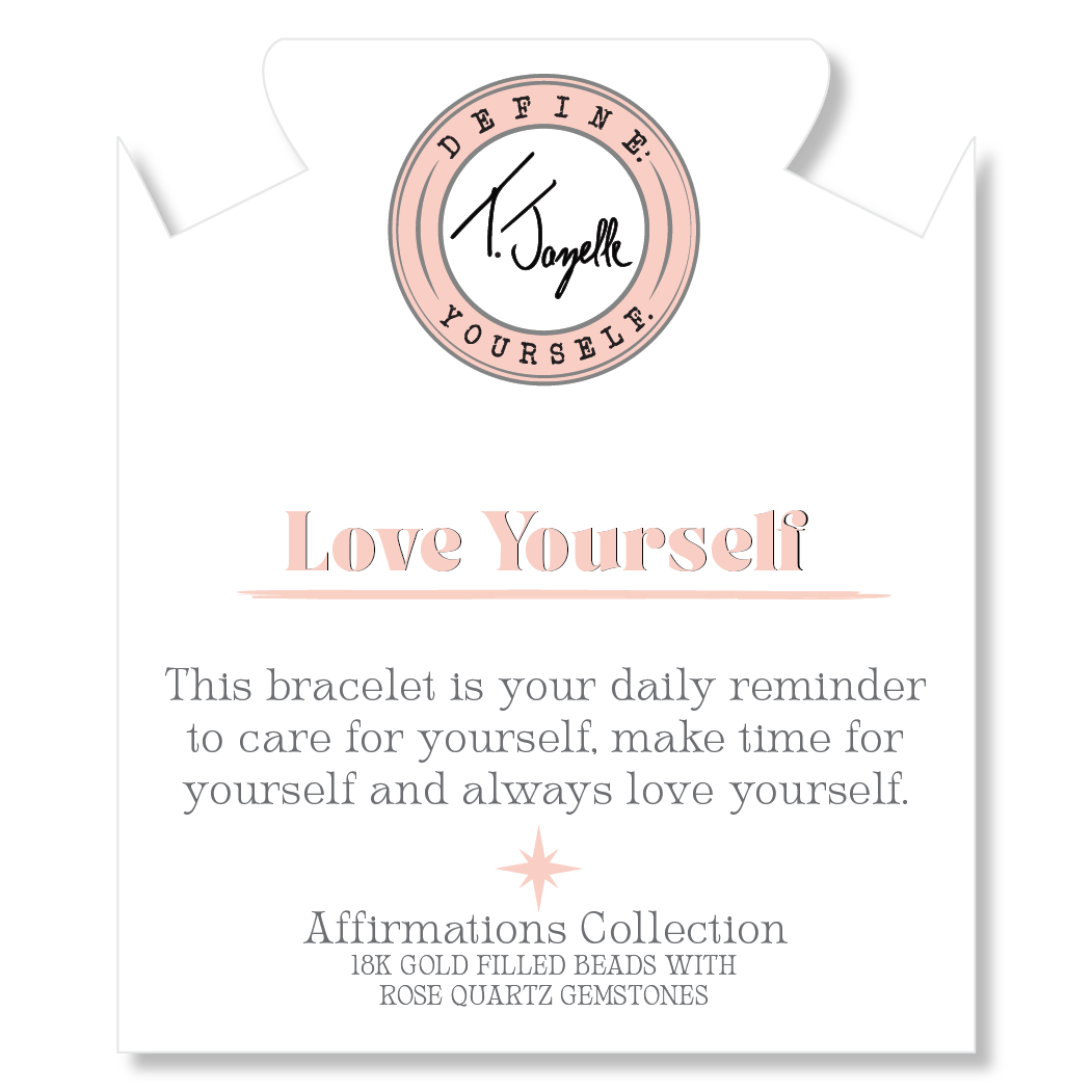 Gold Affirmations Collection- Love Yourself Rose Quartz Bracelet