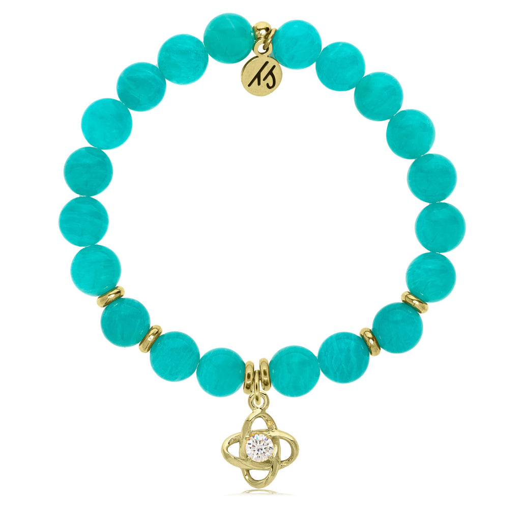 Gold Collection - Aqua Amazonite Stone Bracelet with Stronger Together Gold Charm