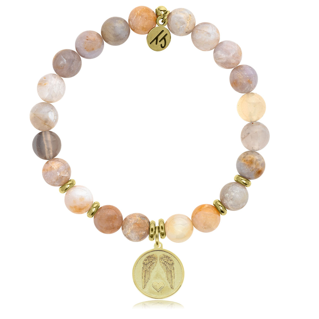 Gold Collection -Australian Agate Stone Bracelet with Guardian Gold Charm