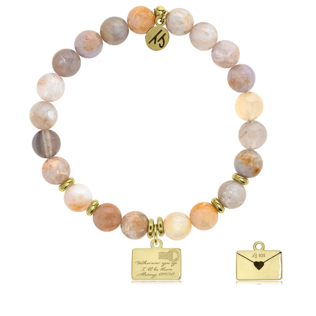 Gold Collection -Australian Agate Stone Bracelet with Love Letter Gold Charm