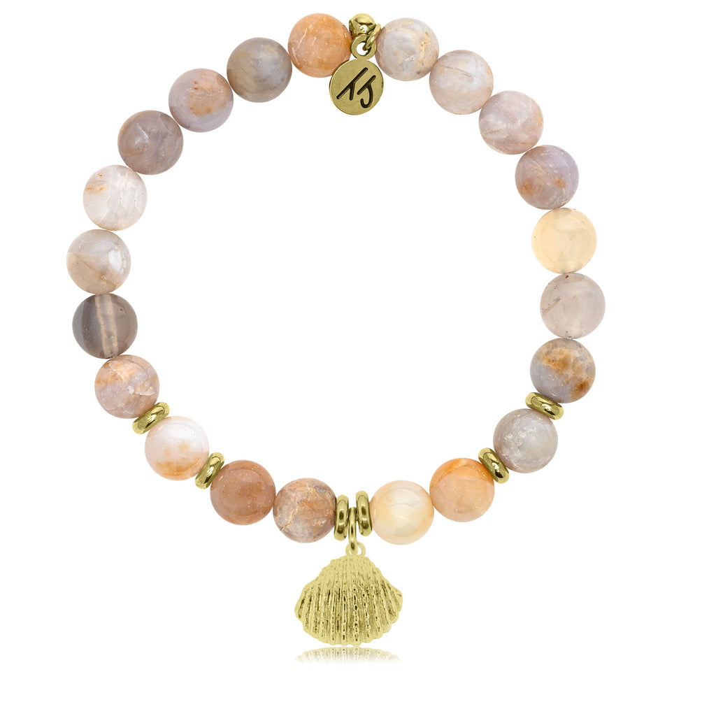 Gold Collection -Australian Agate Stone Bracelet with Seashell Gold Charm