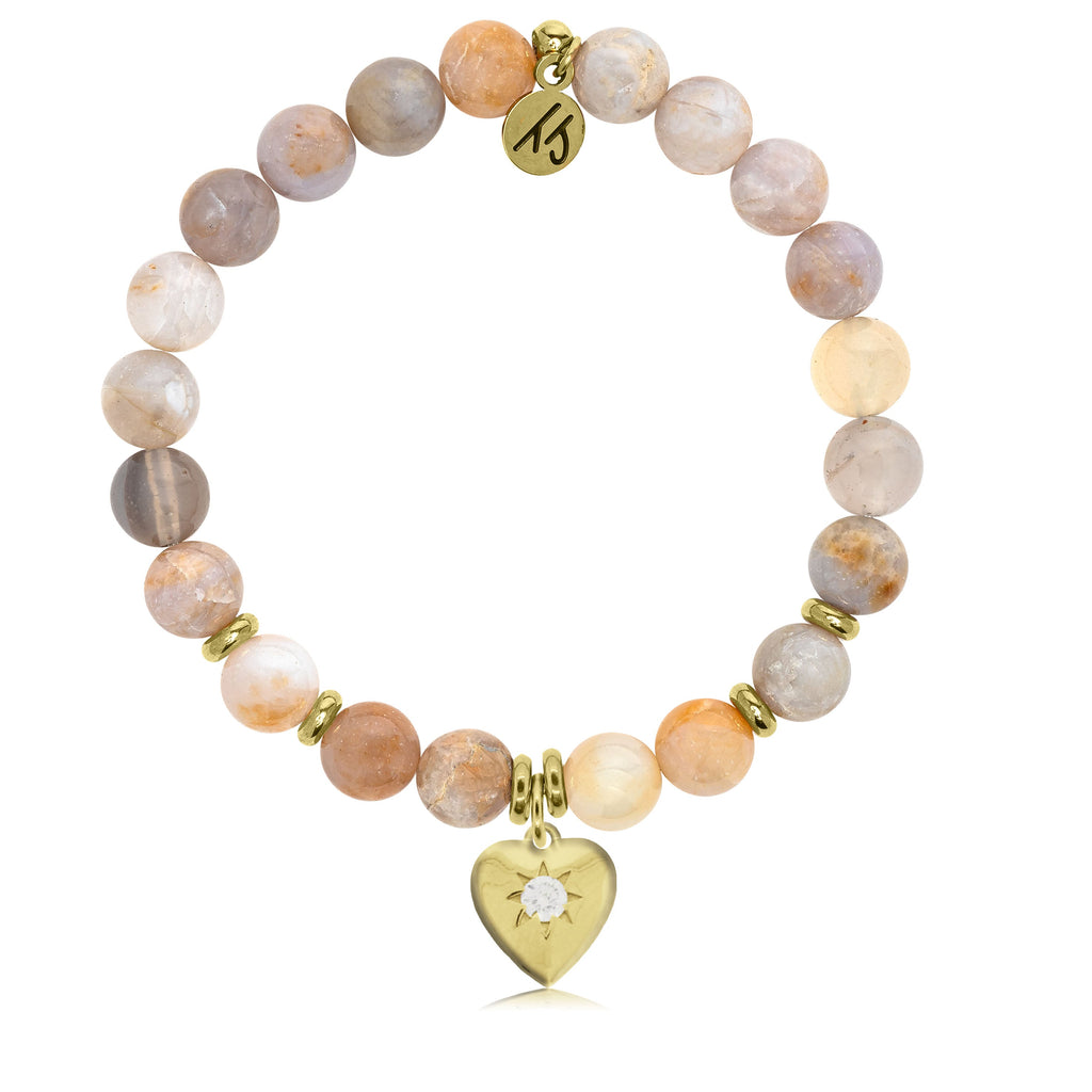 Gold Collection -Australian Agate Stone Bracelet with Self Love Gold Charm